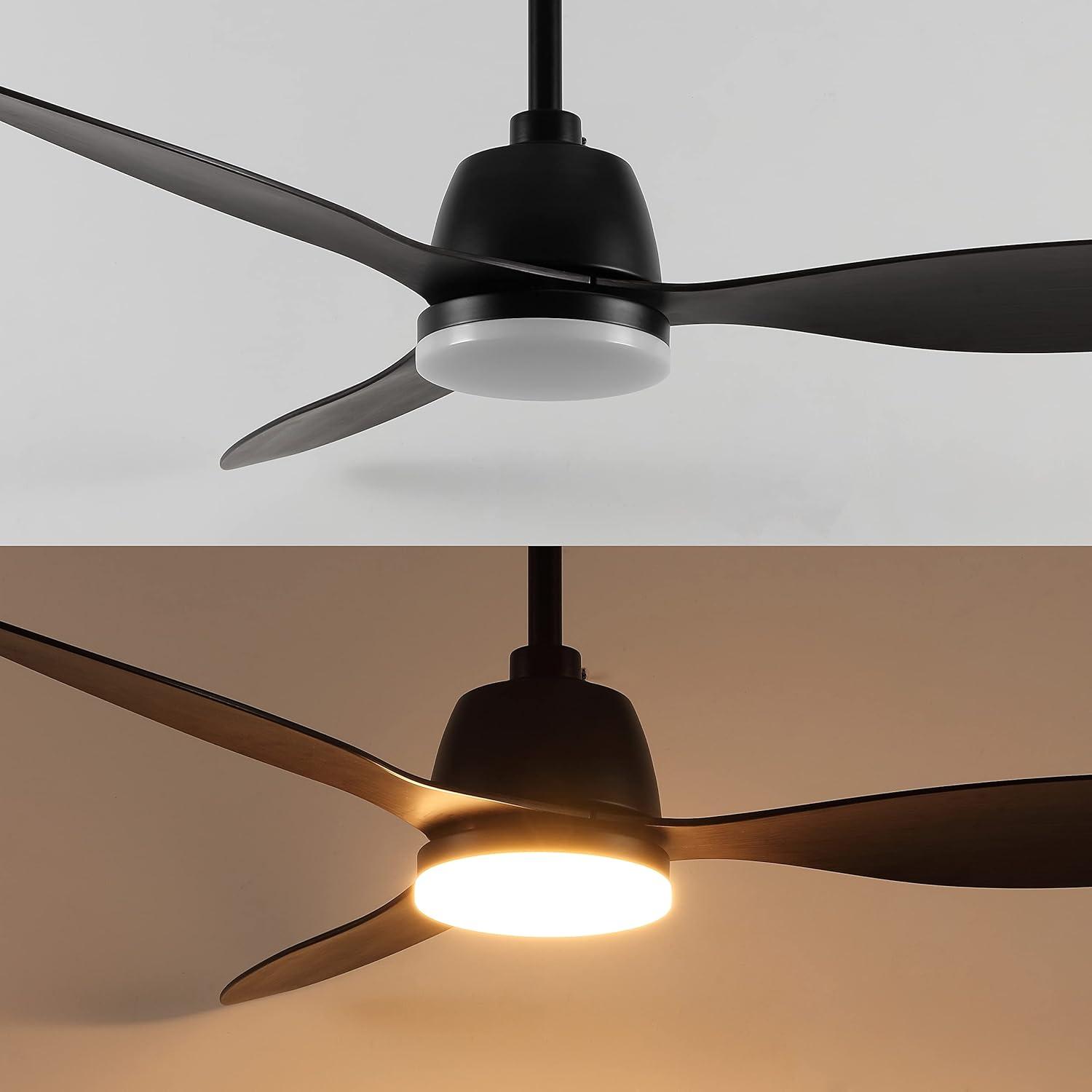 imageJONATHAN Y JYL9714A Audie 52quot 1Light MobileAppRemoteControlled 6Speed Propeller Integrated LED Ceiling Fan Coastal Contemporary Minimalist for Bedroom Living Room Office BlackDark Brown Wood