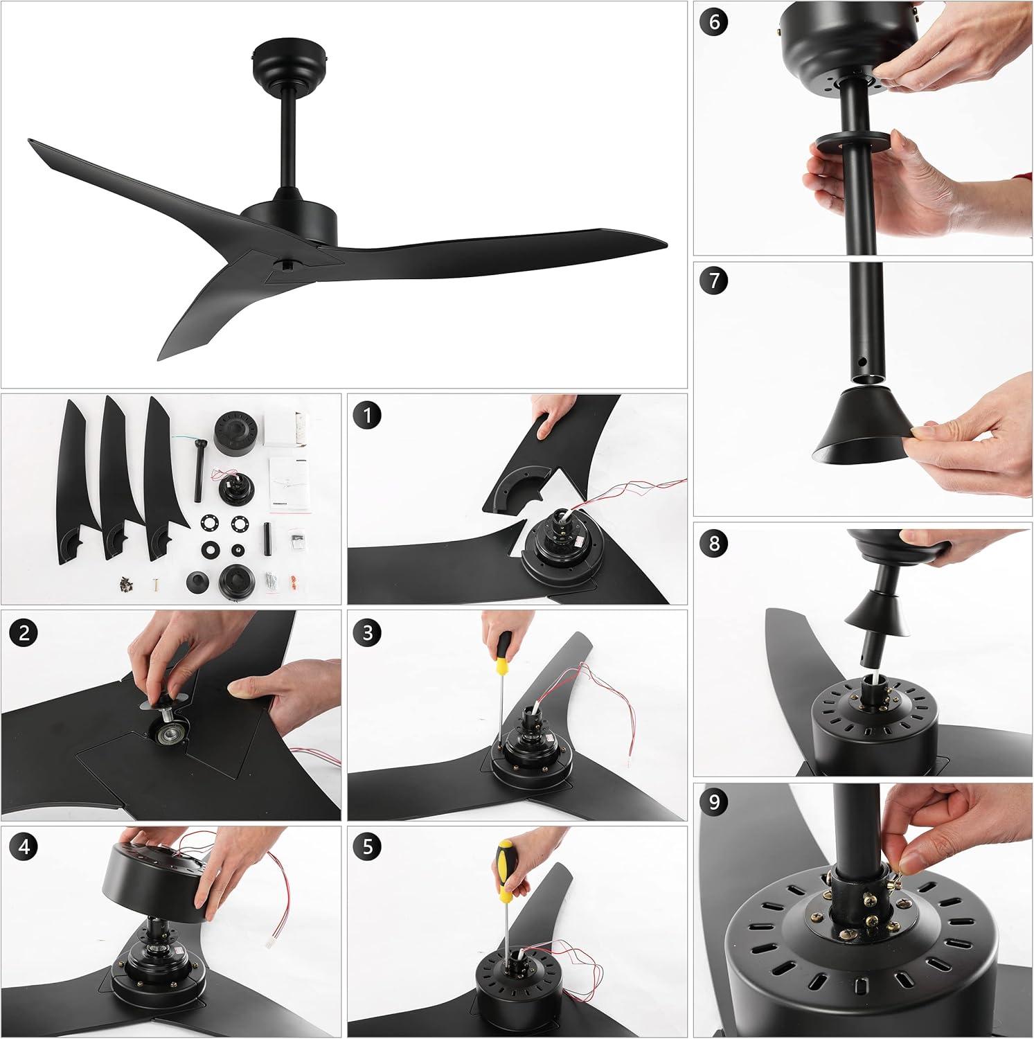 imageJONATHAN Y JYL9715A Aldrin 50quot MobileAppRemoteControlled 6Speed Razor Ceiling Fan Modern Contemporary Minimalist Industrial Coastal for Bedroom Living Room Office BlackBlack