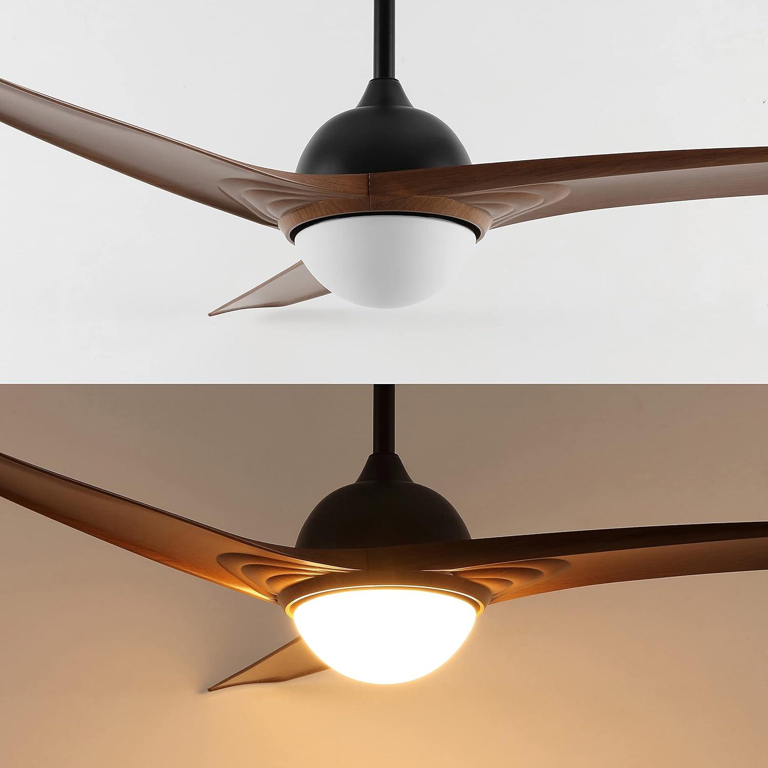 imageJONATHAN Y JYL9717B Sully 52quot 1Light MobileAppRemoteControlled 6Speed Propeller Integrated LED Ceiling Fan Contemporary Industrial Cottage for Bedroom Living Room Office Gray WoodLight Brown Wood
