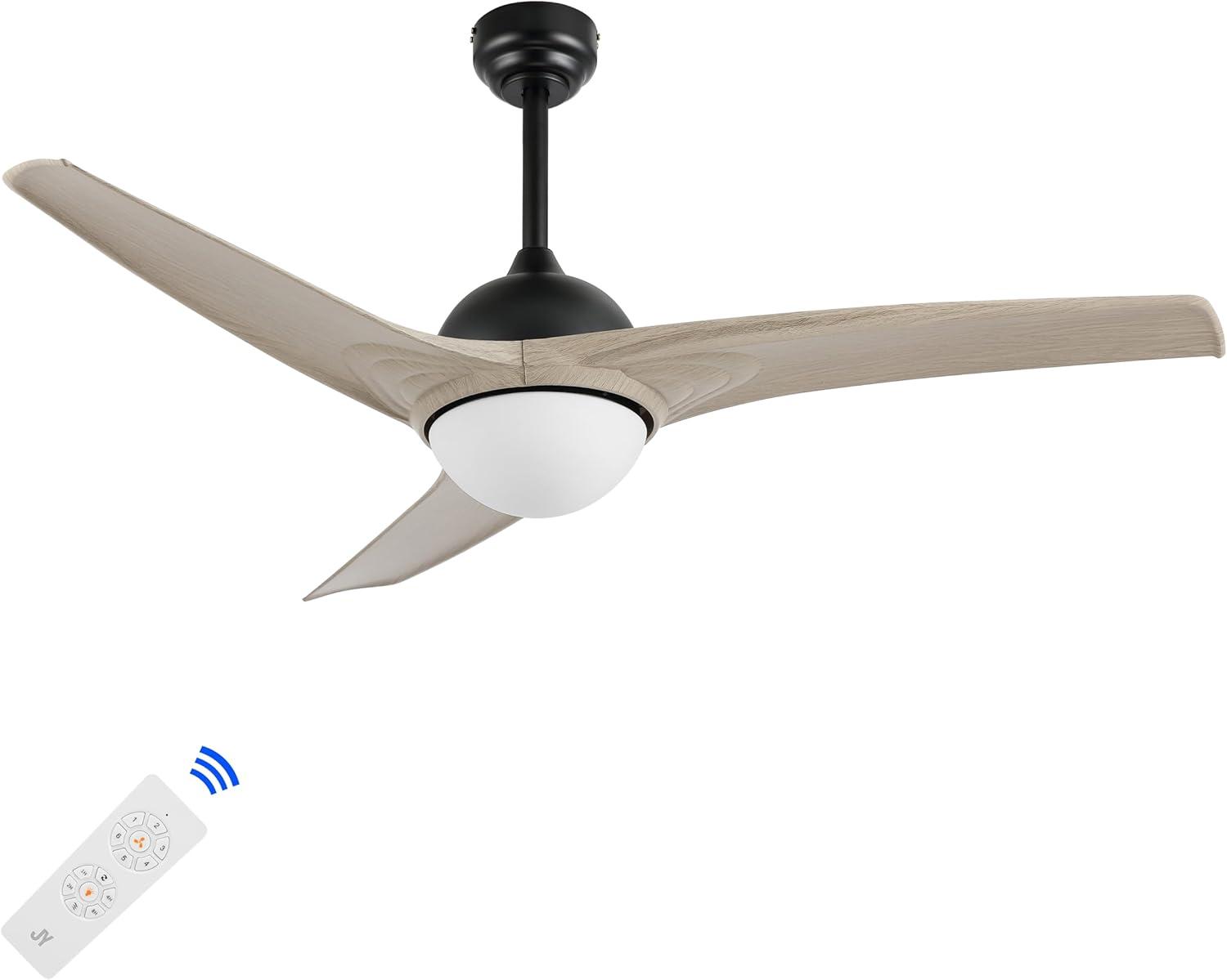 imageJONATHAN Y JYL9717B Sully 52quot 1Light MobileAppRemoteControlled 6Speed Propeller Integrated LED Ceiling Fan Contemporary Industrial Cottage for Bedroom Living Room Office Gray WoodGray Wood