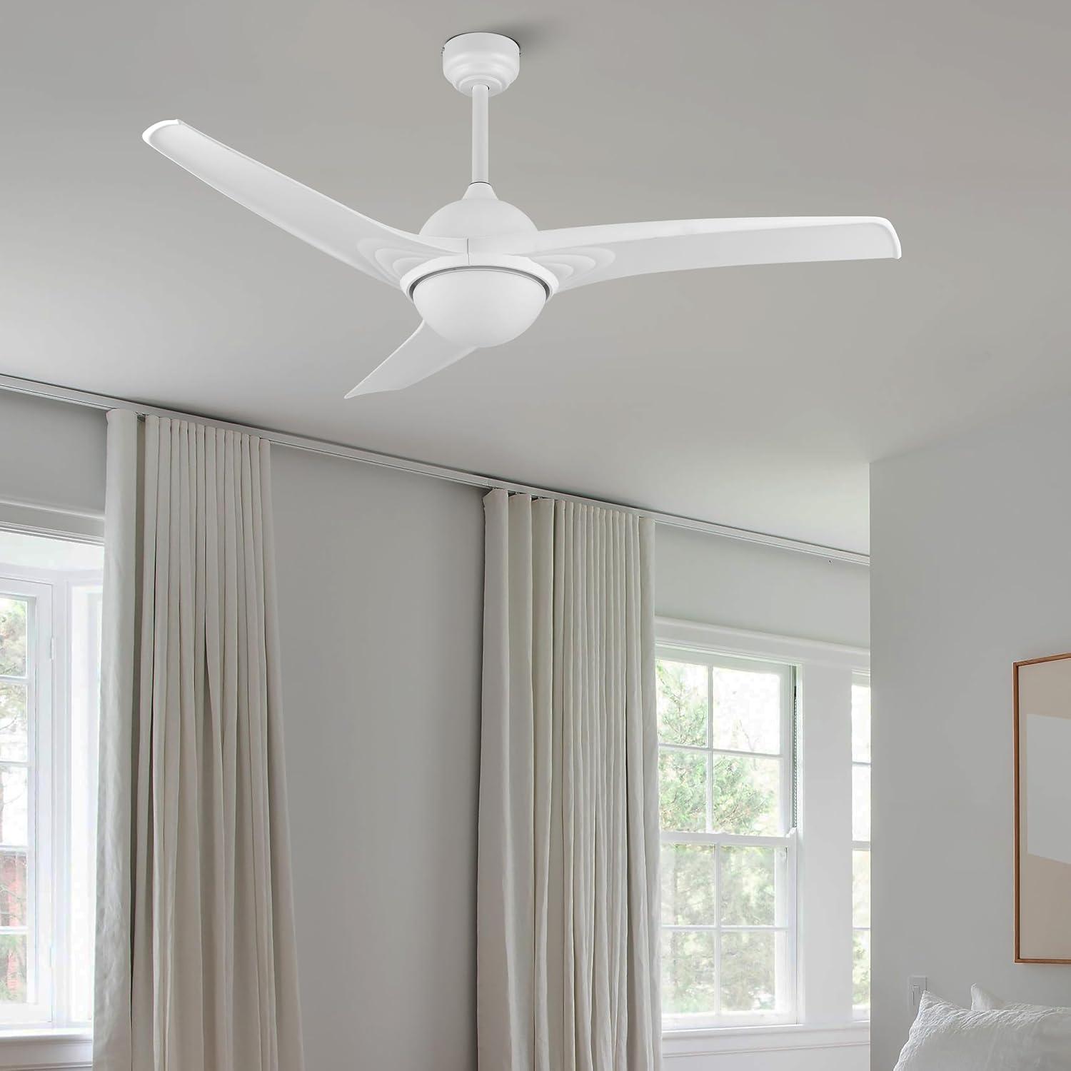 imageJONATHAN Y JYL9717B Sully 52quot 1Light MobileAppRemoteControlled 6Speed Propeller Integrated LED Ceiling Fan Contemporary Industrial Cottage for Bedroom Living Room Office Gray WoodWhite