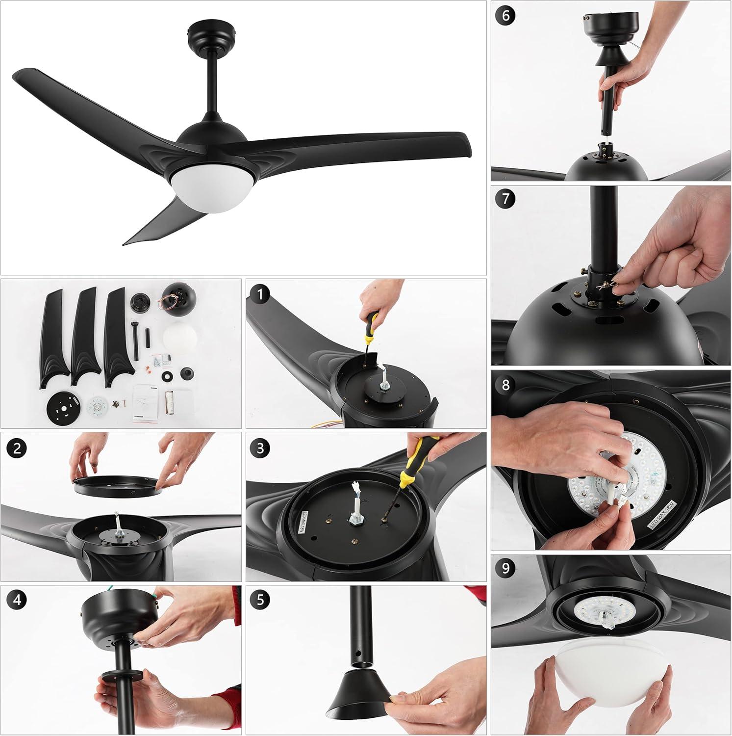 imageJONATHAN Y JYL9717B Sully 52quot 1Light MobileAppRemoteControlled 6Speed Propeller Integrated LED Ceiling Fan Contemporary Industrial Cottage for Bedroom Living Room Office Gray WoodBlack