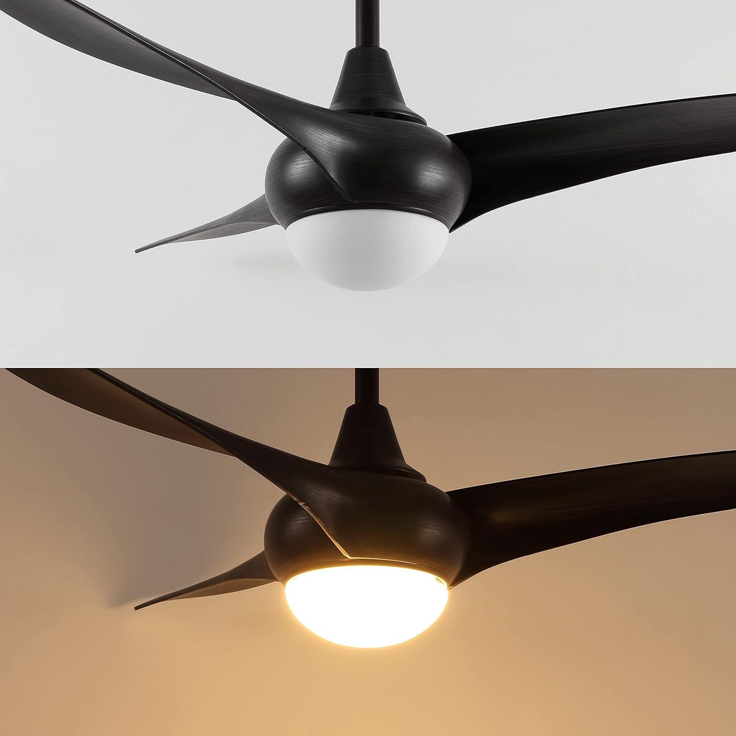 imageJONATHAN Y JYL9718C Aviator 52quot 1Light MobileAppRemoteControlled 6Speed Retro Swirl Integrated LED Ceiling Fan Modern Industrial Coastal for Bedroom Living Room Dark Brown WoodDark Brown Wood