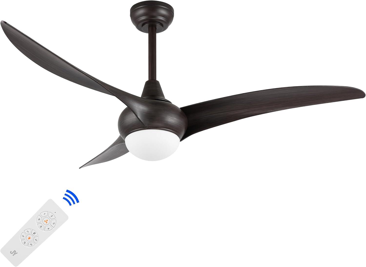 imageJONATHAN Y JYL9718C Aviator 52quot 1Light MobileAppRemoteControlled 6Speed Retro Swirl Integrated LED Ceiling Fan Modern Industrial Coastal for Bedroom Living Room Dark Brown WoodDark Brown Wood