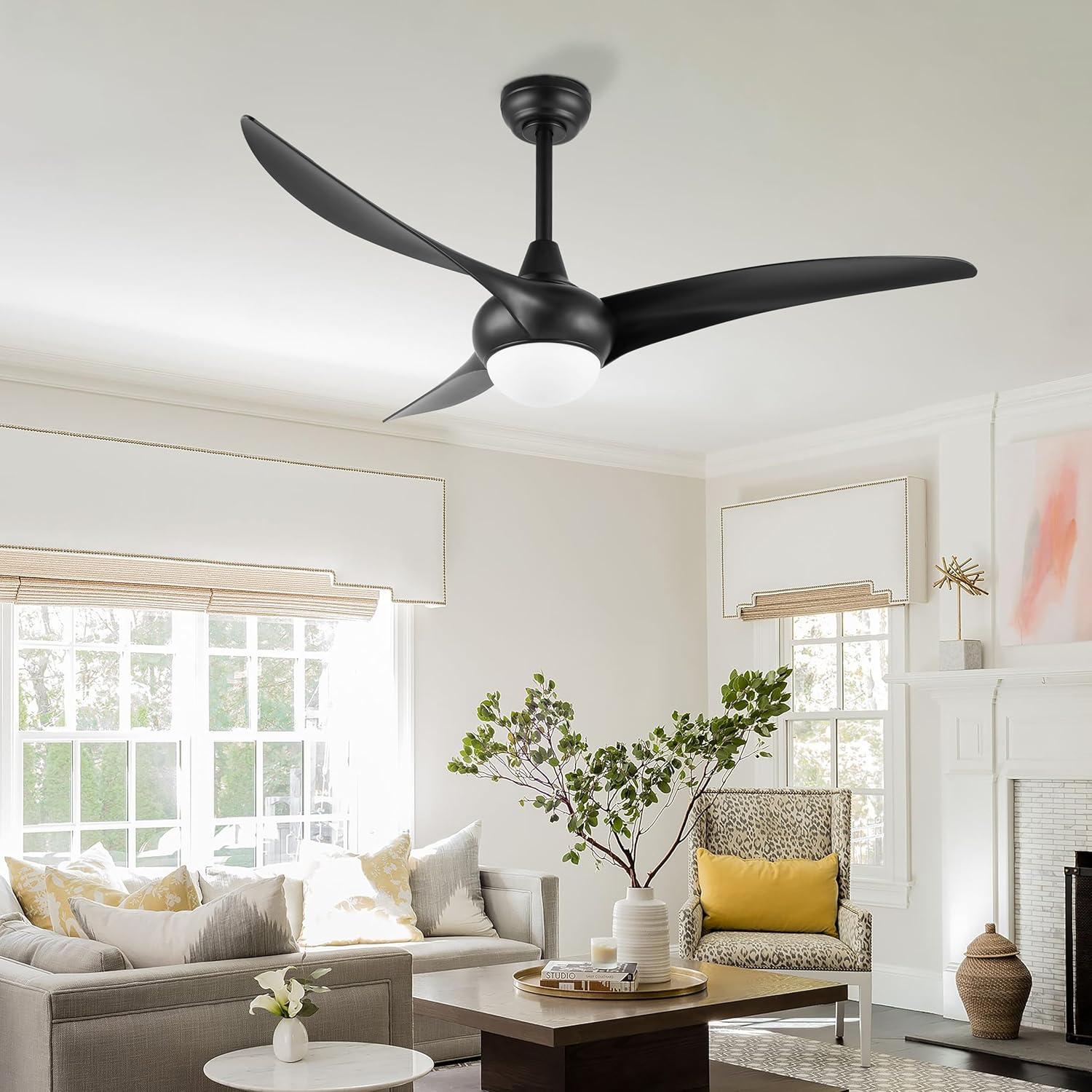 imageJONATHAN Y JYL9718C Aviator 52quot 1Light MobileAppRemoteControlled 6Speed Retro Swirl Integrated LED Ceiling Fan Modern Industrial Coastal for Bedroom Living Room Dark Brown WoodBlack