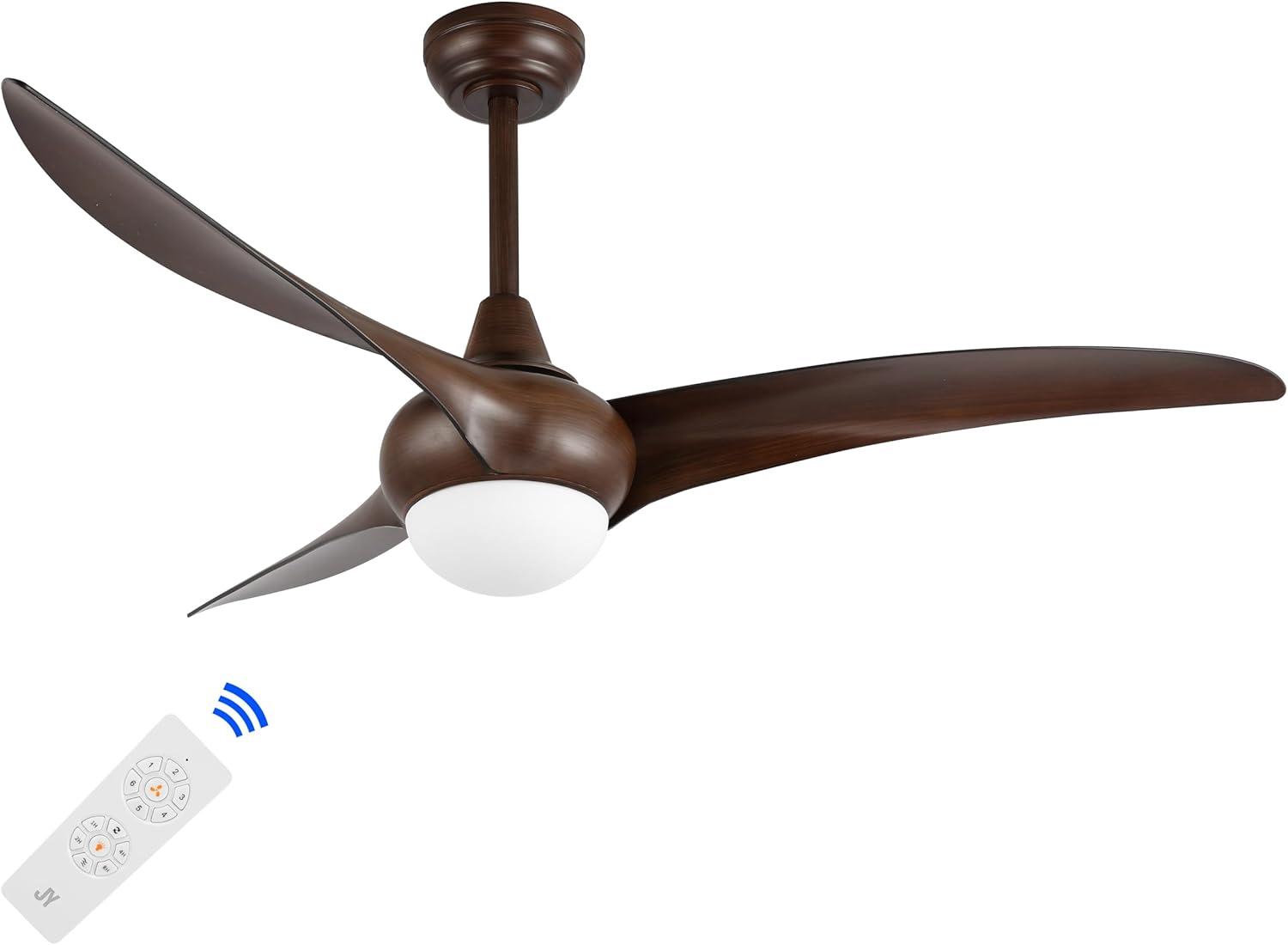 imageJONATHAN Y JYL9718C Aviator 52quot 1Light MobileAppRemoteControlled 6Speed Retro Swirl Integrated LED Ceiling Fan Modern Industrial Coastal for Bedroom Living Room Dark Brown WoodNeutral Brown Wood