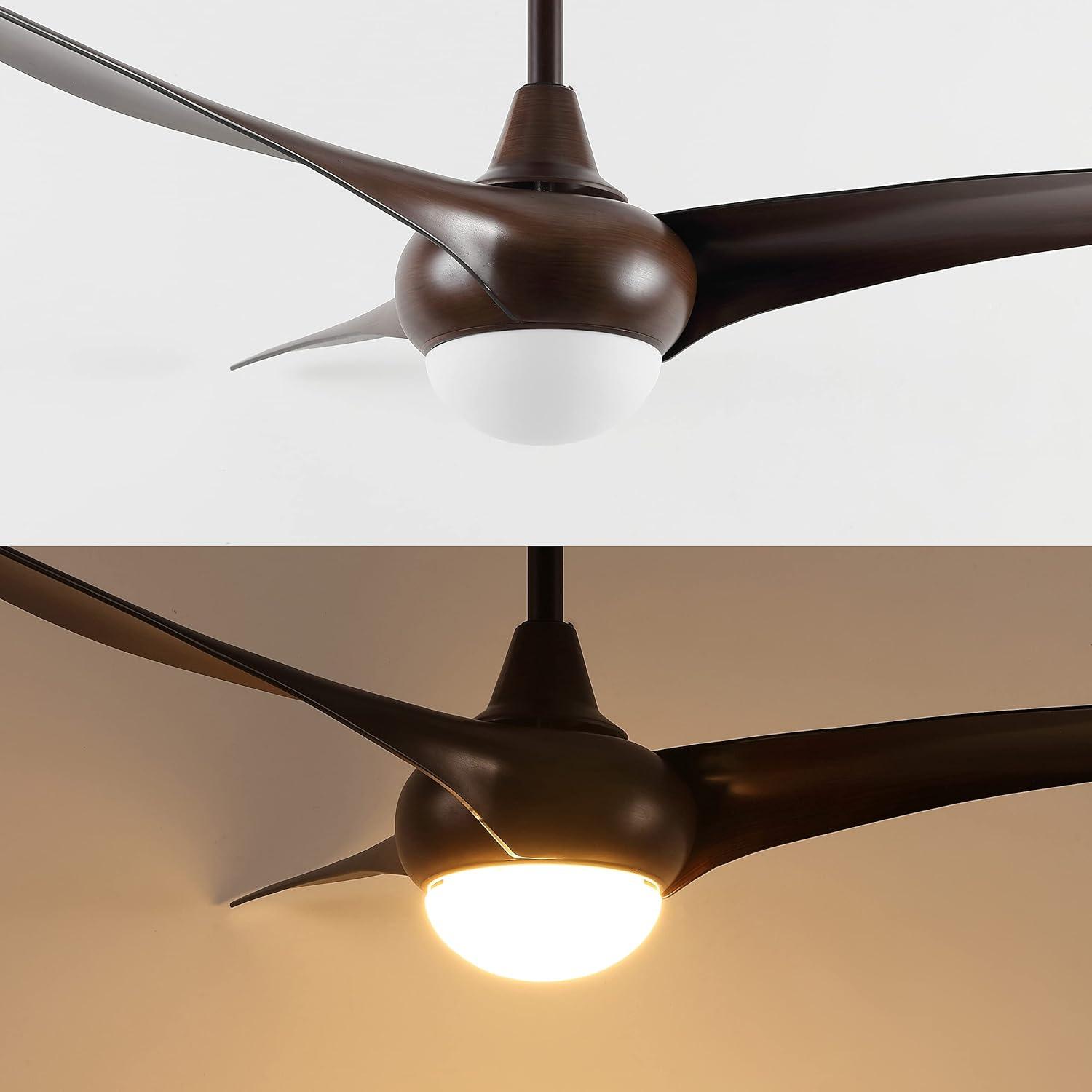 imageJONATHAN Y JYL9718C Aviator 52quot 1Light MobileAppRemoteControlled 6Speed Retro Swirl Integrated LED Ceiling Fan Modern Industrial Coastal for Bedroom Living Room Dark Brown WoodNeutral Brown Wood