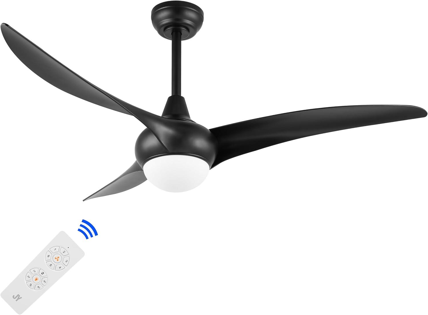 imageJONATHAN Y JYL9718C Aviator 52quot 1Light MobileAppRemoteControlled 6Speed Retro Swirl Integrated LED Ceiling Fan Modern Industrial Coastal for Bedroom Living Room Dark Brown WoodBlack