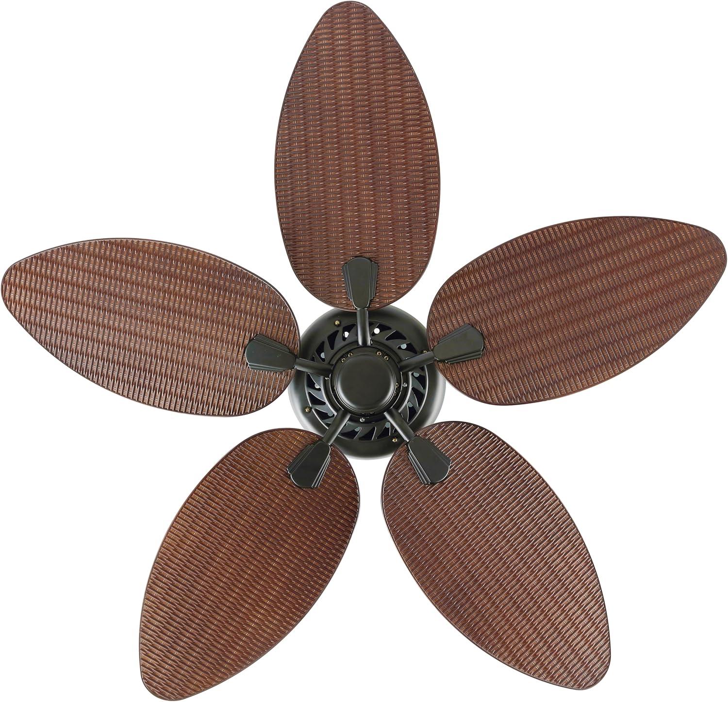imageJONATHAN Y JYL9719A Raffles 52quot MobileAppRemoteControlled 6Speed Palm Blade Ceiling Fan Bohemian Coastal Industrial Modern Traditional for Bedroom Living Room Office BlackNeutral Brown Wood