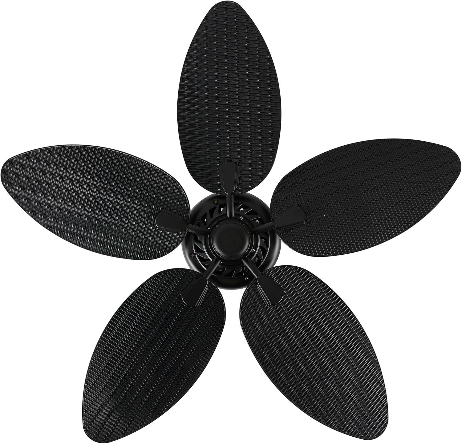 imageJONATHAN Y JYL9719A Raffles 52quot MobileAppRemoteControlled 6Speed Palm Blade Ceiling Fan Bohemian Coastal Industrial Modern Traditional for Bedroom Living Room Office BlackBlack