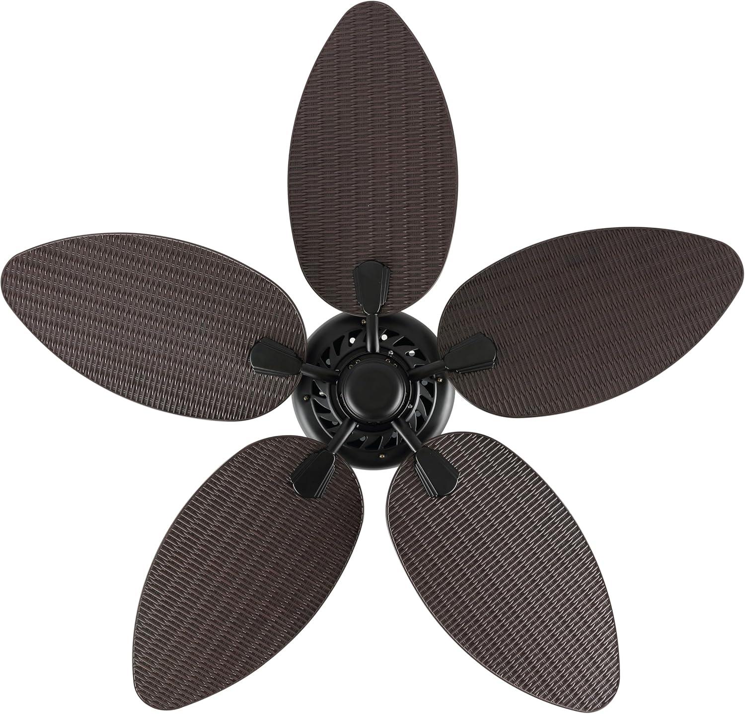 imageJONATHAN Y JYL9719A Raffles 52quot MobileAppRemoteControlled 6Speed Palm Blade Ceiling Fan Bohemian Coastal Industrial Modern Traditional for Bedroom Living Room Office BlackDark Brown Wood