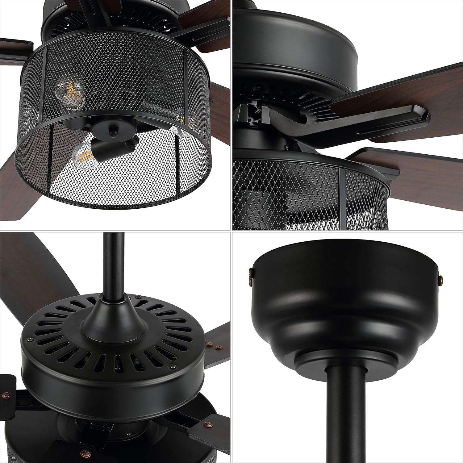 imageJONATHAN Y JYL9721A Max 52quot 3Light MobileAppRemoteControlled LED Ceiling Fan Bohemian Industrial Farmhouse Modern Contemporary Transitional for Bedroom Living Room Office Dark WalnutDark Walnut