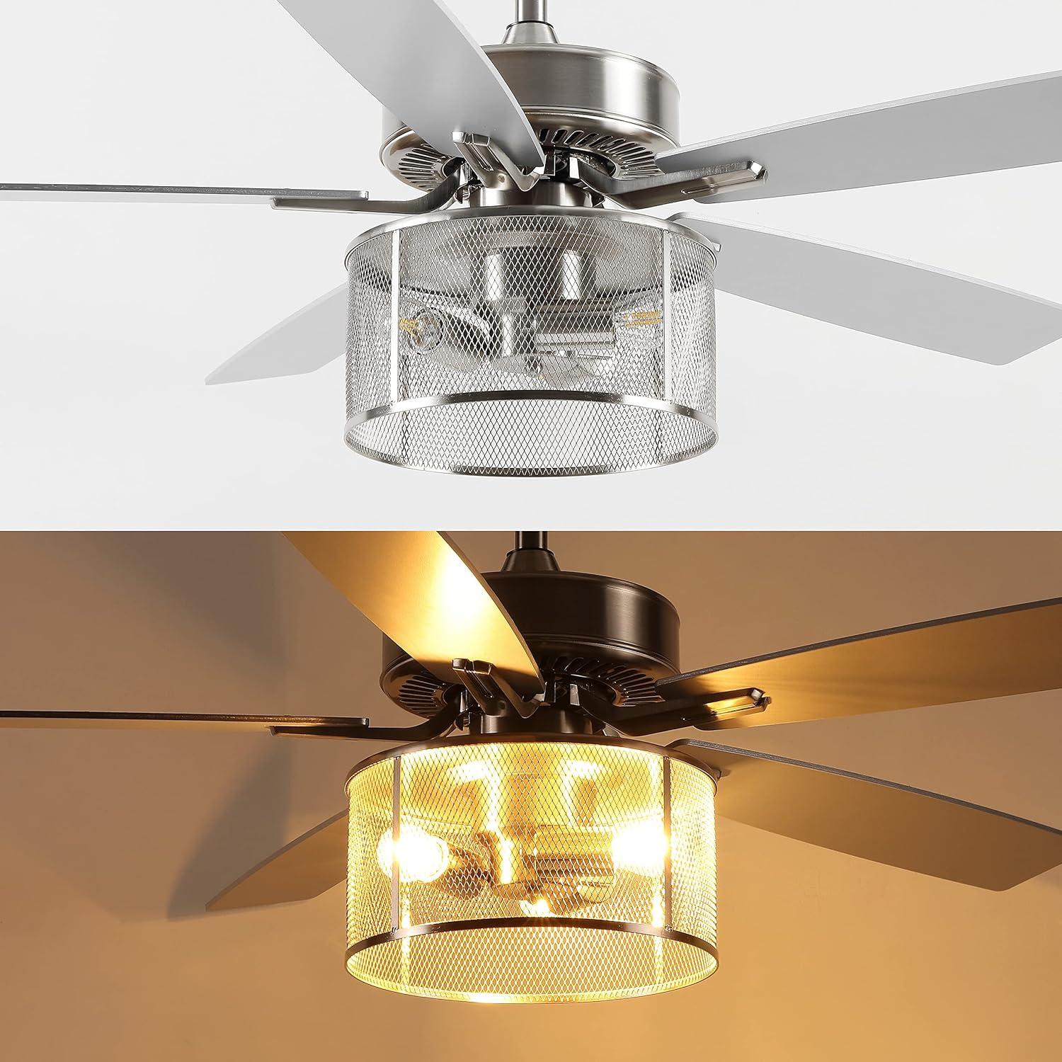 imageJONATHAN Y JYL9721A Max 52quot 3Light MobileAppRemoteControlled LED Ceiling Fan Bohemian Industrial Farmhouse Modern Contemporary Transitional for Bedroom Living Room Office Dark WalnutWhite Maple
