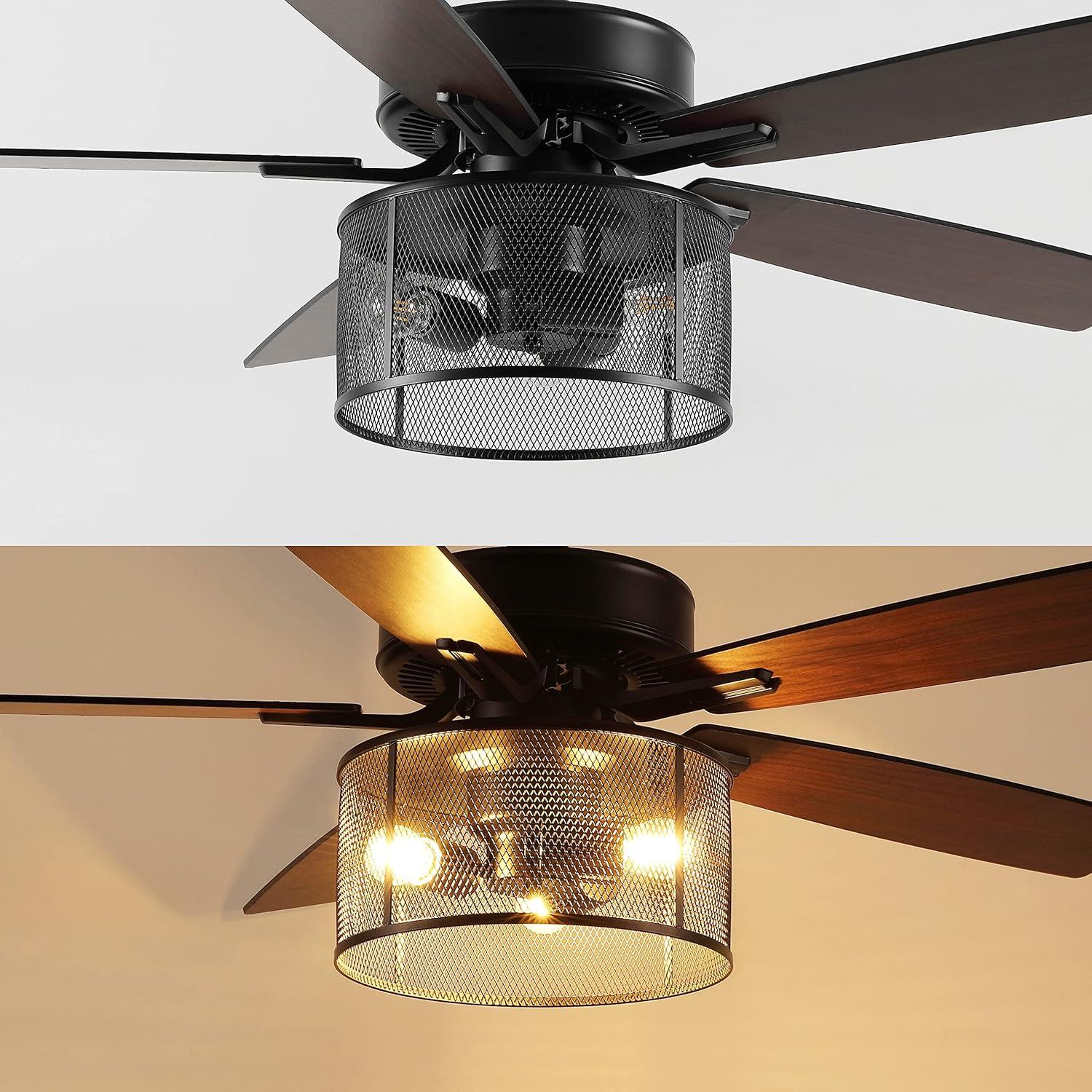 imageJONATHAN Y JYL9721A Max 52quot 3Light MobileAppRemoteControlled LED Ceiling Fan Bohemian Industrial Farmhouse Modern Contemporary Transitional for Bedroom Living Room Office Dark WalnutDark Walnut