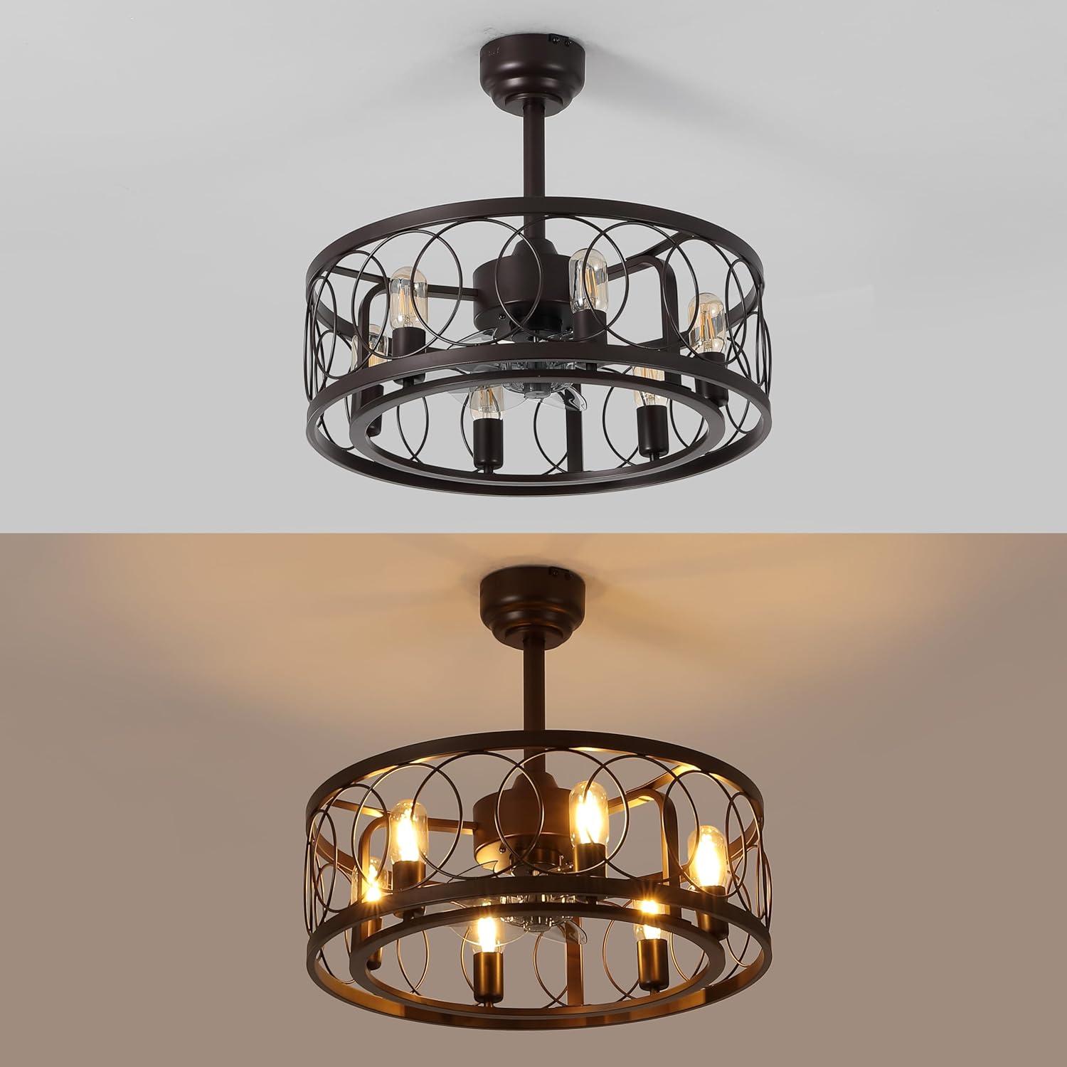 imageJONATHAN Y JYL9732A Celeste 216quot 6Light Industrial Farmhouse 6Speed Metal MobileAppRemoteControlled Caged LED Ceiling Fan Oil Rubbed Bronze for Living Room Dining RoomOilRubbed Bronze