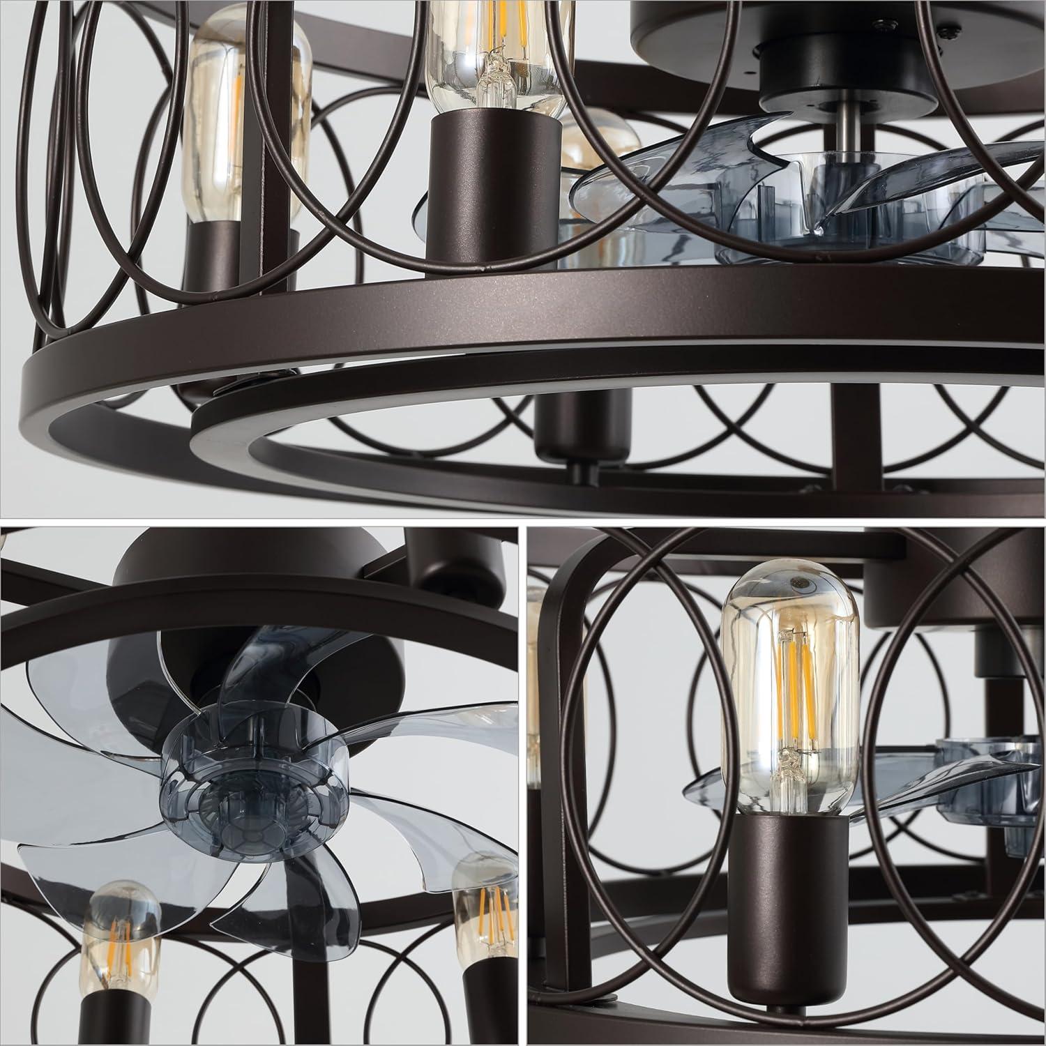 imageJONATHAN Y JYL9732A Celeste 216quot 6Light Industrial Farmhouse 6Speed Metal MobileAppRemoteControlled Caged LED Ceiling Fan Oil Rubbed Bronze for Living Room Dining RoomOilRubbed Bronze