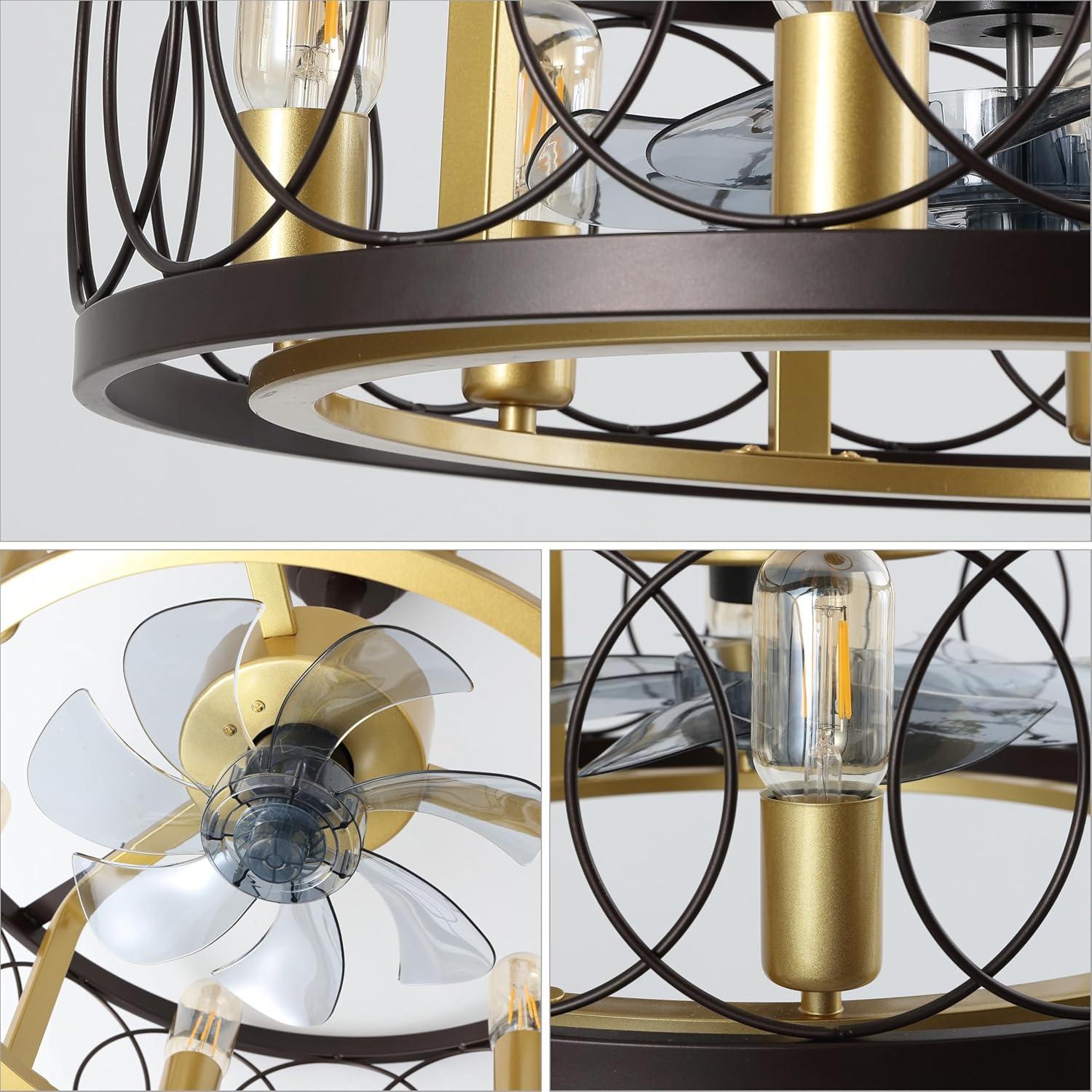 imageJONATHAN Y JYL9732A Celeste 216quot 6Light Industrial Farmhouse 6Speed Metal MobileAppRemoteControlled Caged LED Ceiling Fan Oil Rubbed Bronze for Living Room Dining RoomOil Rubbed BronzeGold Painting