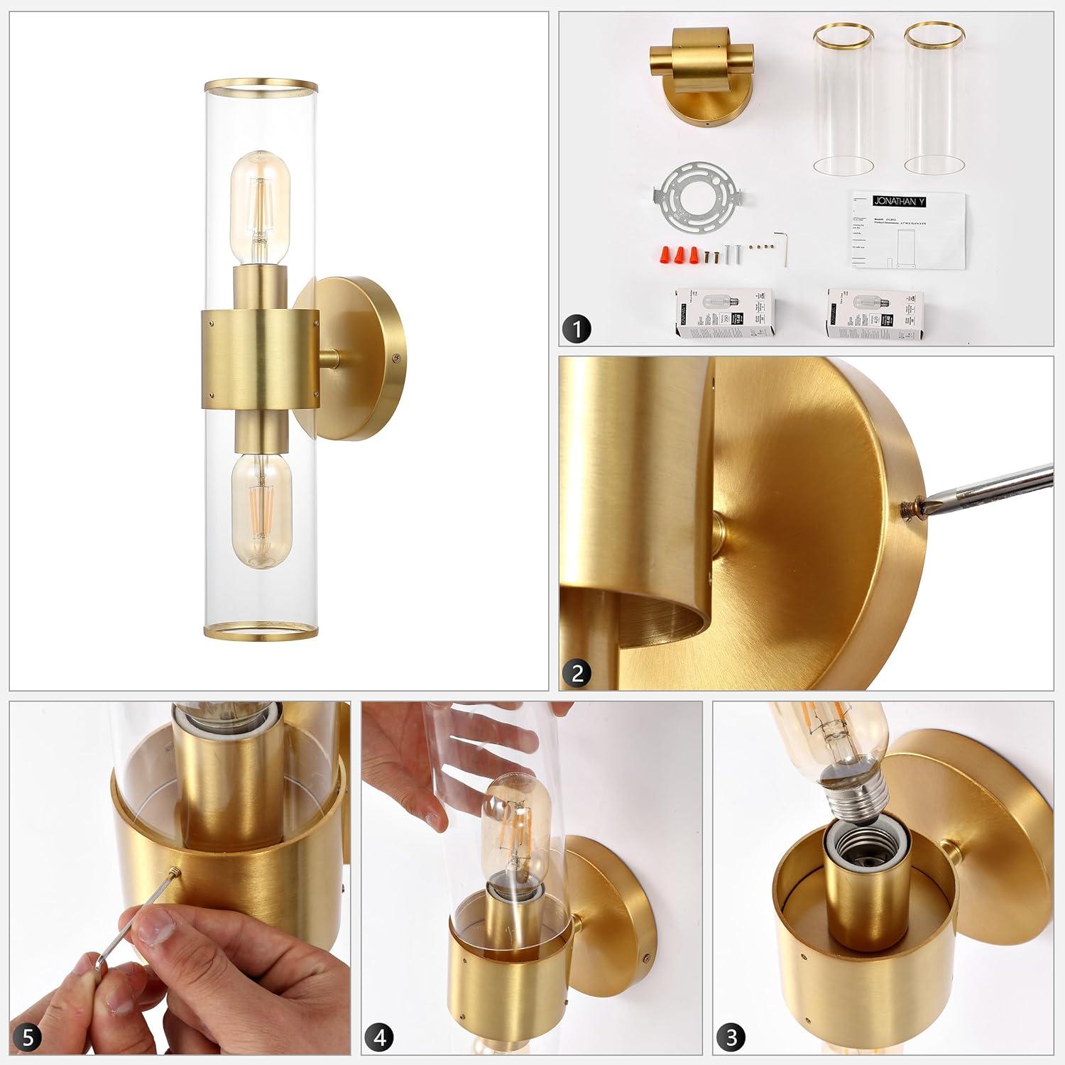 imageJONATHAN Y JYL9913C Quinn 155quot 2Light Farmhouse Industrial IronAcrylic LED Sconce Rustic Modern Contemporary Entryway Lobby Kitchen Bathroom Bedroom Living Room Hallway Oil Rubbed BronzeClearOil Rubbed BronzeClear