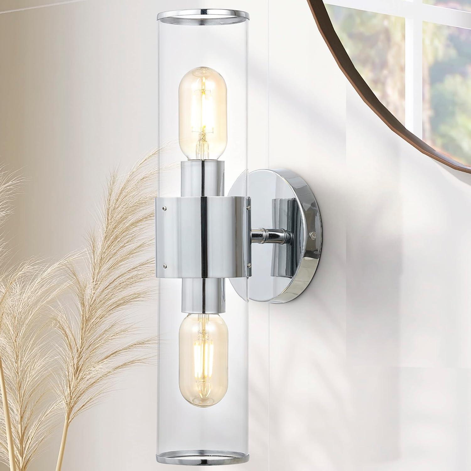 imageJONATHAN Y JYL9913C Quinn 155quot 2Light Farmhouse Industrial IronAcrylic LED Sconce Rustic Modern Contemporary Entryway Lobby Kitchen Bathroom Bedroom Living Room Hallway Oil Rubbed BronzeClearChrome Clear