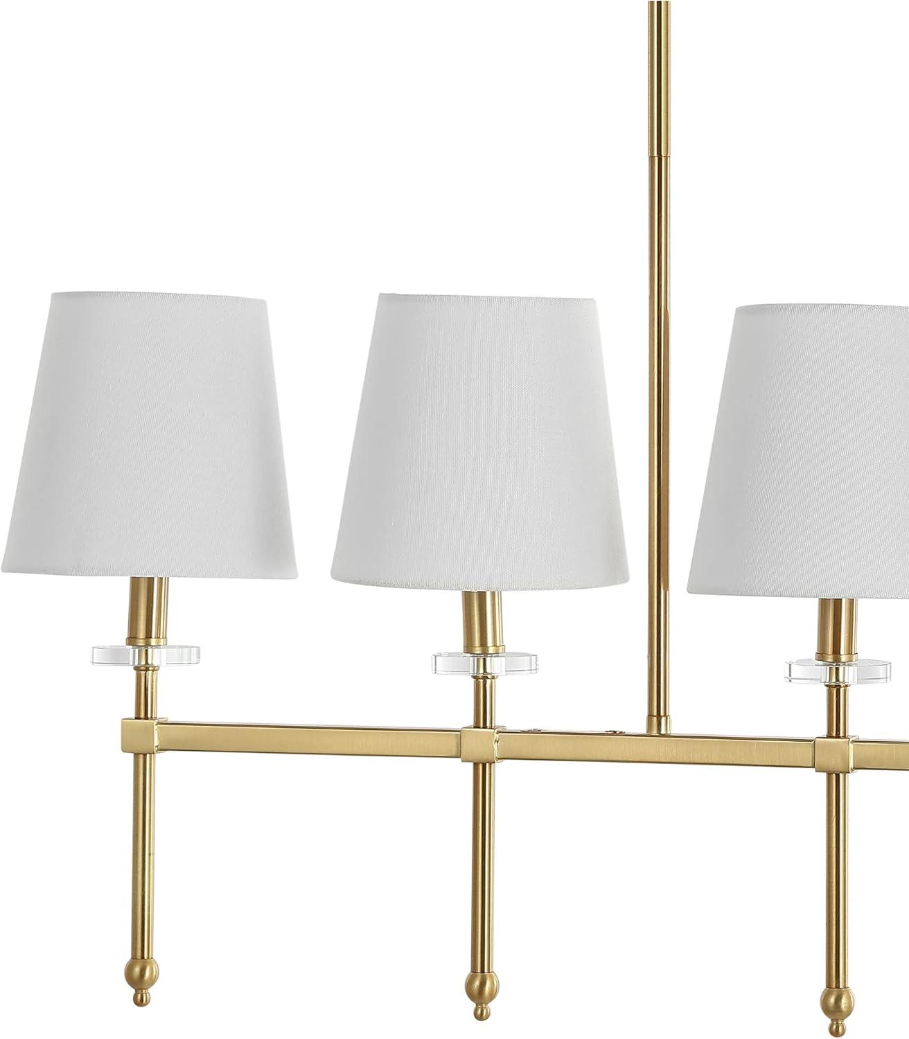 imageJONATHAN Y JYL9919A Sophie 385quot 5Light Modern Midcentury Iron Linear LED Pendant Contemporary French Country Adjustable Dining Room Living Room Kitchen Island Foyer Bedroom Hallway Brass GoldBrass Gold