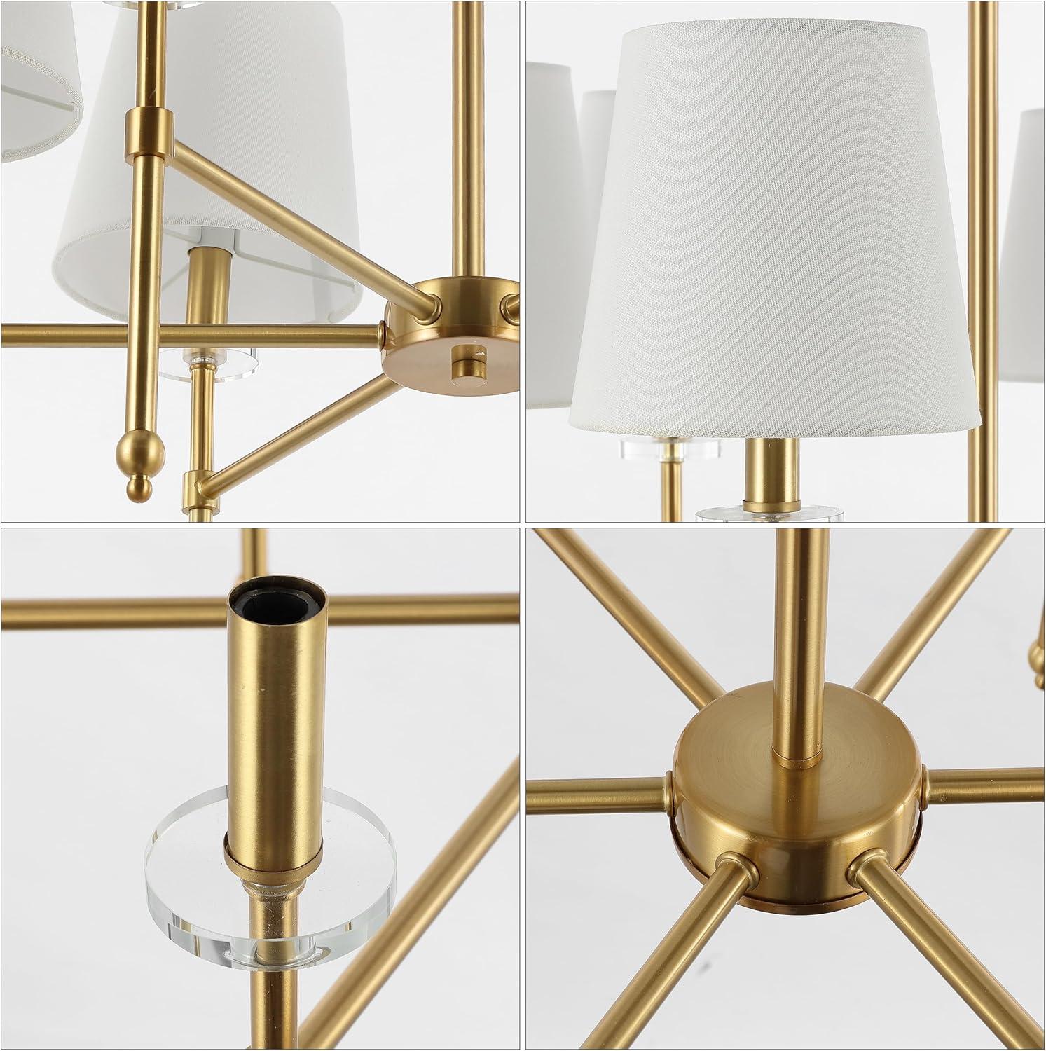 imageJONATHAN Y JYL9919A Sophie 385quot 5Light Modern Midcentury Iron Linear LED Pendant Contemporary French Country Adjustable Dining Room Living Room Kitchen Island Foyer Bedroom Hallway Brass GoldBrass GoldClear