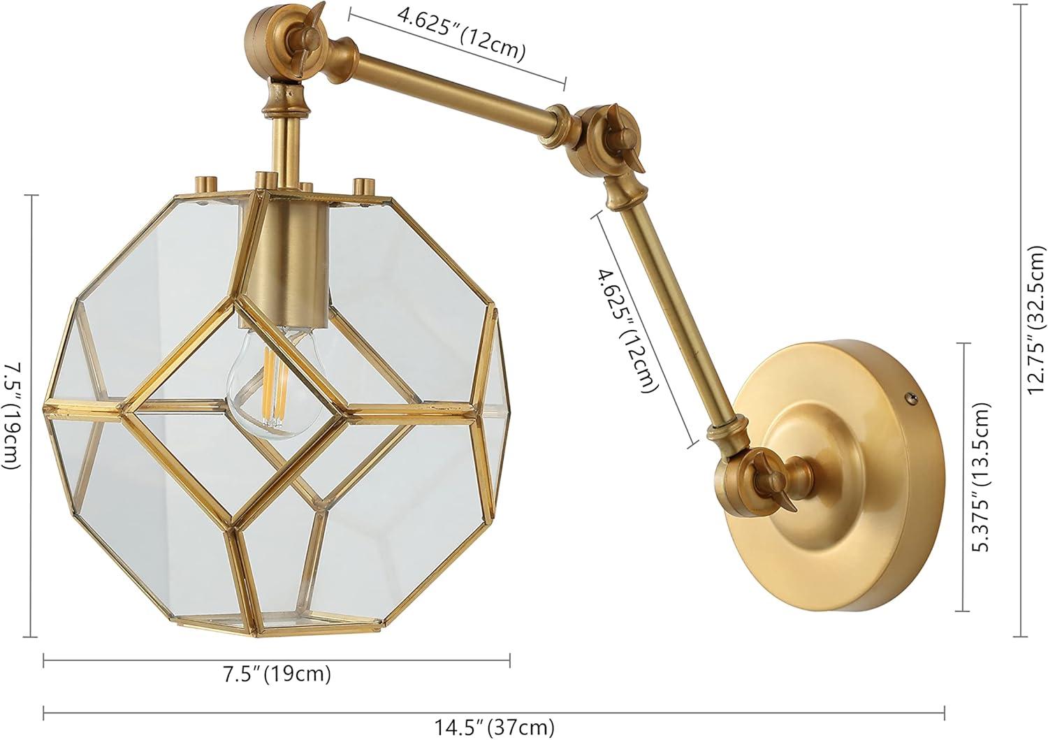 imageJONATHAN Y JYL9926A Honeycomb 75quot 1Light Modern Contemporary ArmAdjust IronGlass LED Sconce MidCentury Industrial Entryway Lobby Kitchen Bathroom Bedroom Living Room Hallway Brass GoldClear
