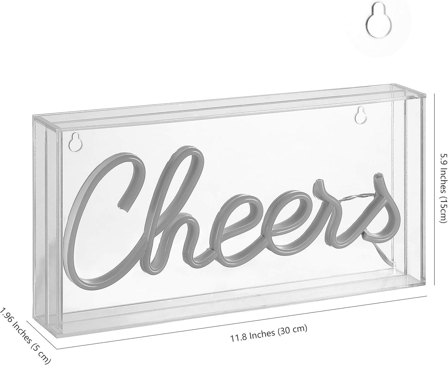 imageJONATHAN Y NEN1000A Cheers 118quot Contemporary Glam Acrylic Box USB Operated LED Neon Light Yellow Plug in Wall Light for Bedroom Wall Dcor Kids Bedroom Party Supplier