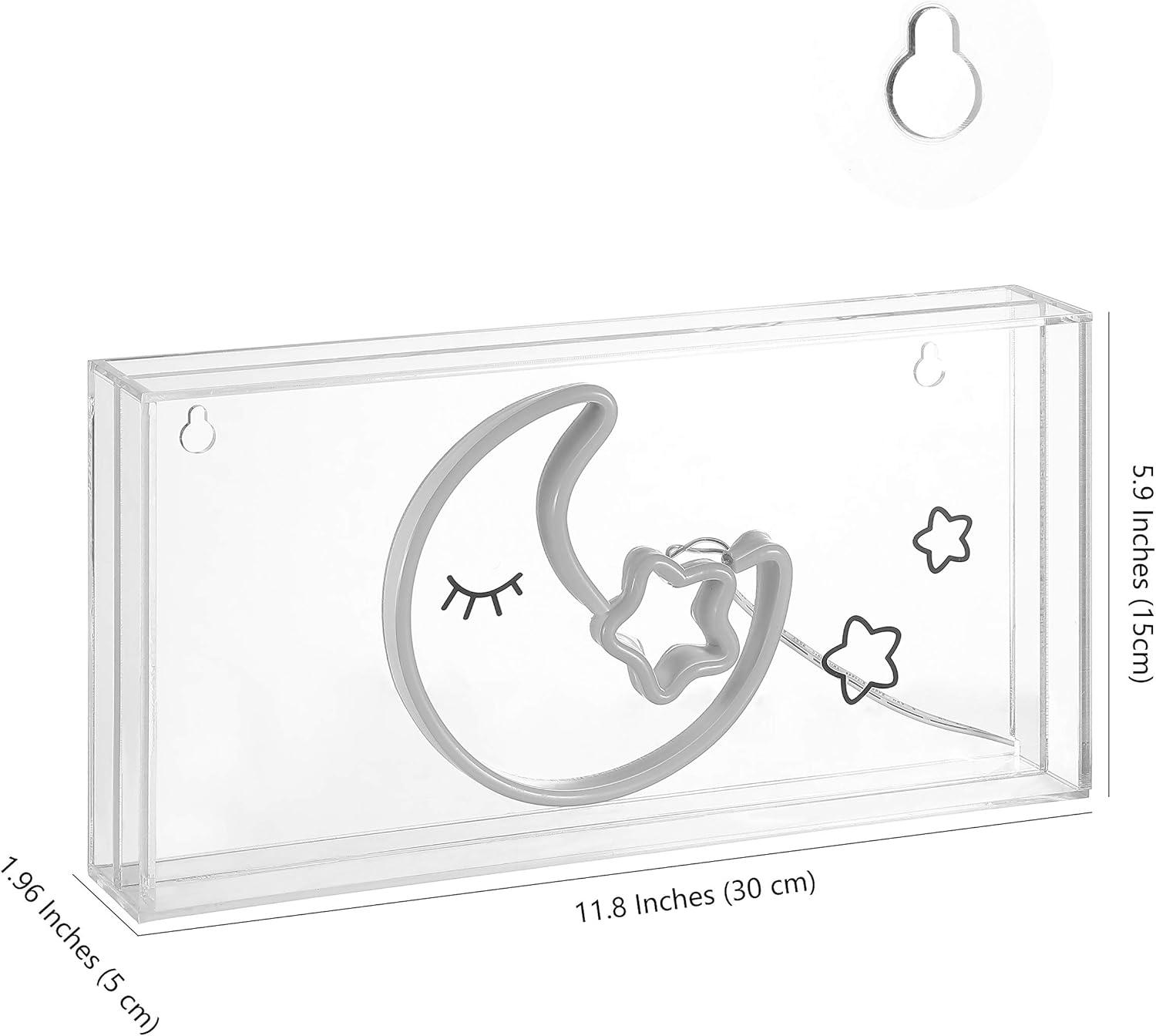 imageJONATHAN Y NEN1003A Moon 118quot Contemporary Glam Acrylic Box USB Operated LED Neon Light PinkYellow Plug in Wall Light for Bedroom Wall Dcor Kids Bedroom Party Supplier