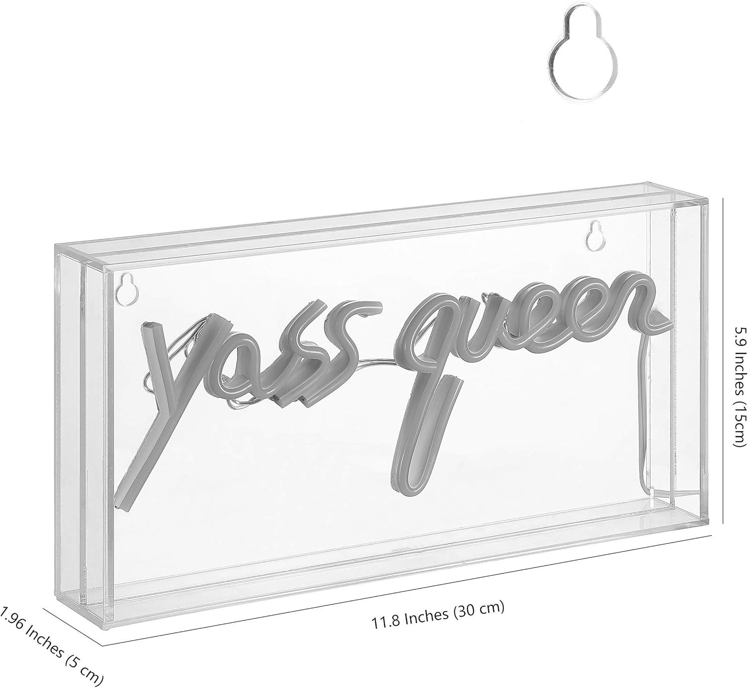 imageJONATHAN Y NEN1006A Yass Queen 118quot Contemporary Glam Acrylic Box USB Operated LED Neon Light Pink Plug in Wall Light for Bedroom Wall Dcor Kids Bedroom Party Supplier