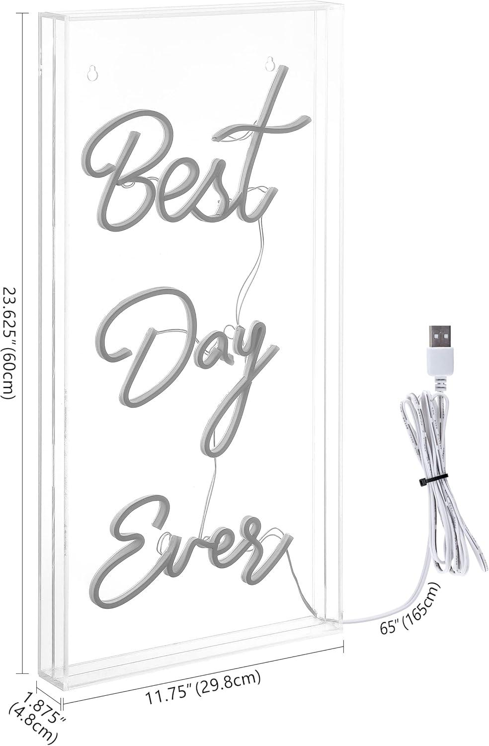 imageJONATHAN Y NEN1010A Best Day Ever 1175quot X 2363quot Contemporary Glam Acrylic Box USB Operated LED Neon Light White