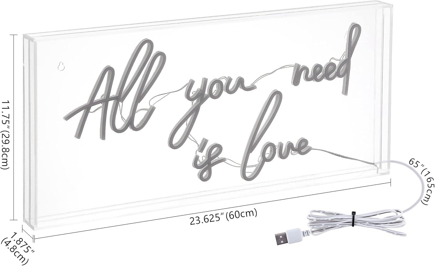 imageJONATHAN Y NEN1011A All You Need is Love 2363quot X 1175quot Contemporary Glam Acrylic Box USB Operated LED Neon Light Pink