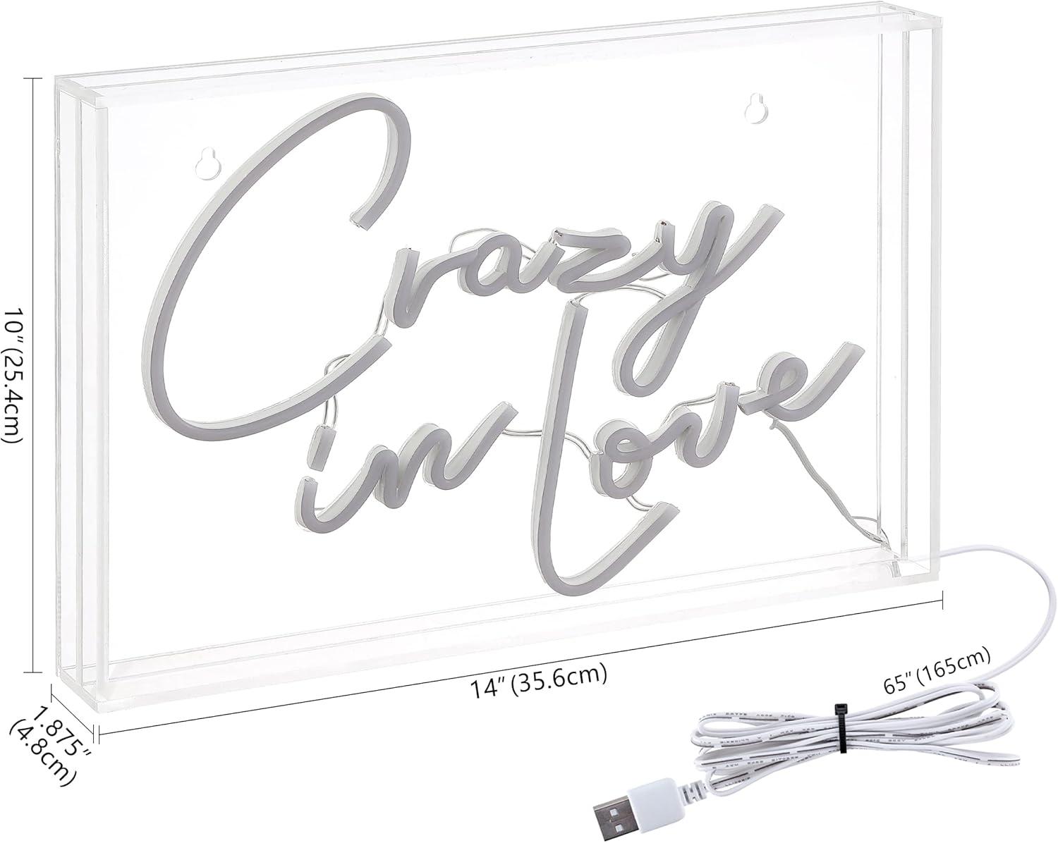 imageJONATHAN Y NEN1012A Crazy in Love 14quot X 10quot Contemporary Glam Acrylic Box USB Operated LED Neon Light Red