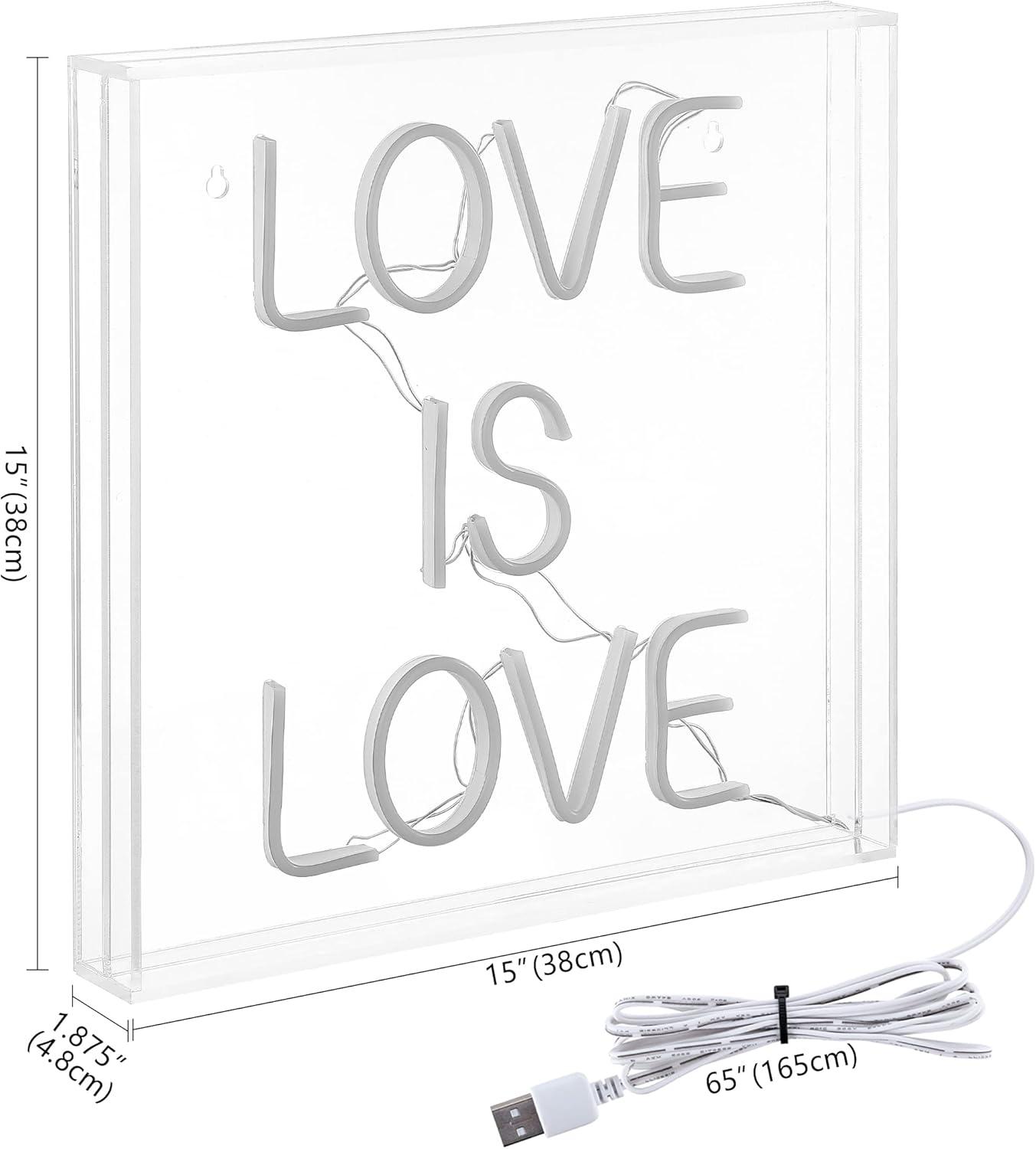 imageJONATHAN Y NEN1016A Love is Love 15quot Square Contemporary Glam Acrylic Box USB Operated LED Neon Light MultiColored