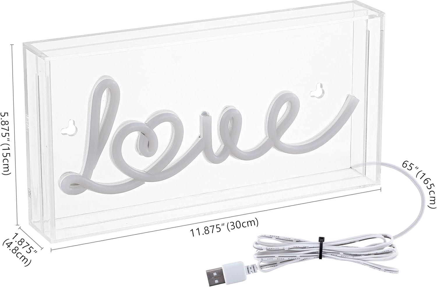 imageJONATHAN Y NEN1023A Love 1188quot X 588quot Contemporary Glam Acrylic Box USB Operated LED Neon Light Red
