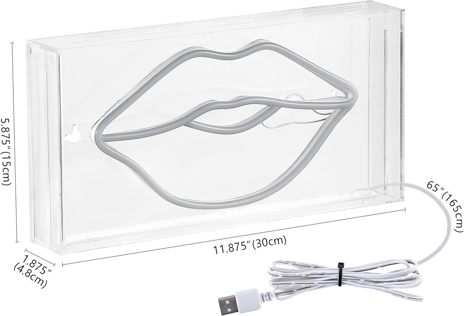 imageJONATHAN Y NEN1024A Lips 1188quot X 588quot Contemporary Glam Acrylic Box USB Operated LED Neon Light Pink