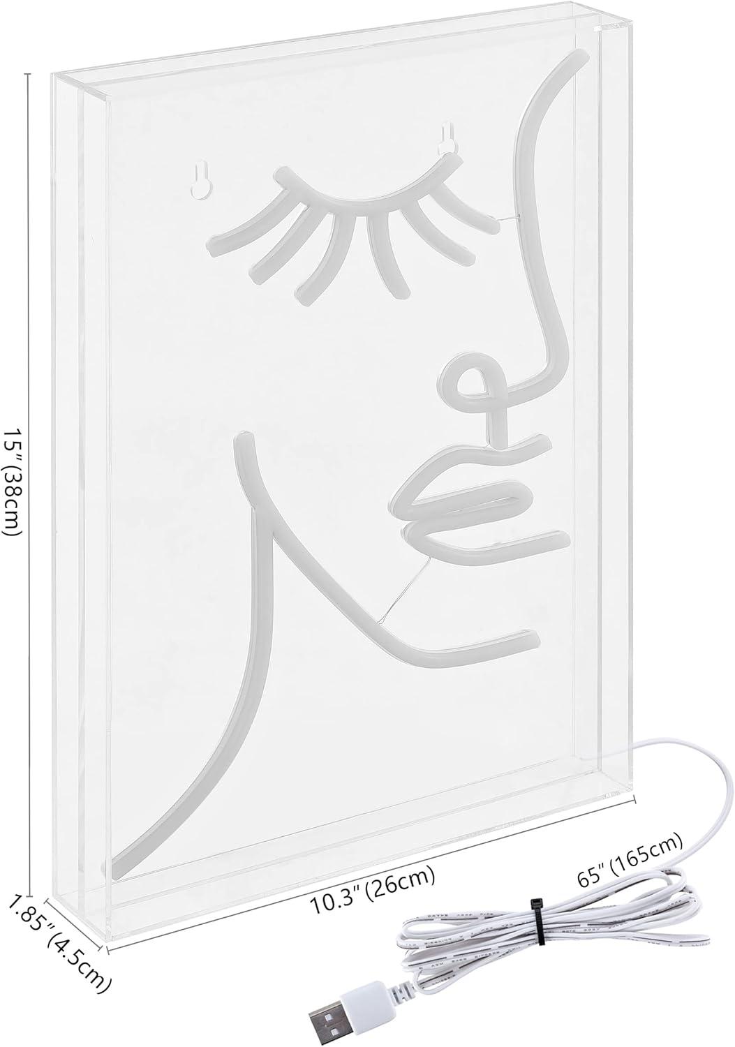 imageJONATHAN Y NEN1028A HalfFace 103quot X 15quot Contemporary Glam Acrylic Box USB Operated LED Neon Light Pink