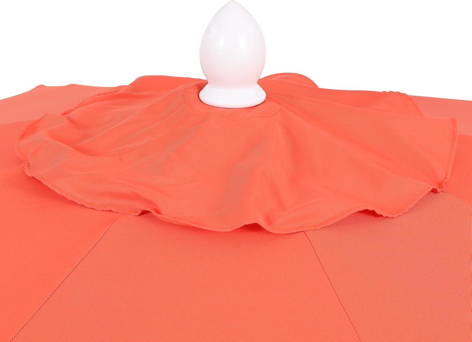 imageJONATHAN Y UMB1002F Tracy 9 ft Classic MidCentury Scalloped Fringe Market Patio Umbrella with AutoTilt Crank Wind Vent and UV Protection in Coral RedWhite White PoleCoral Red White Pole