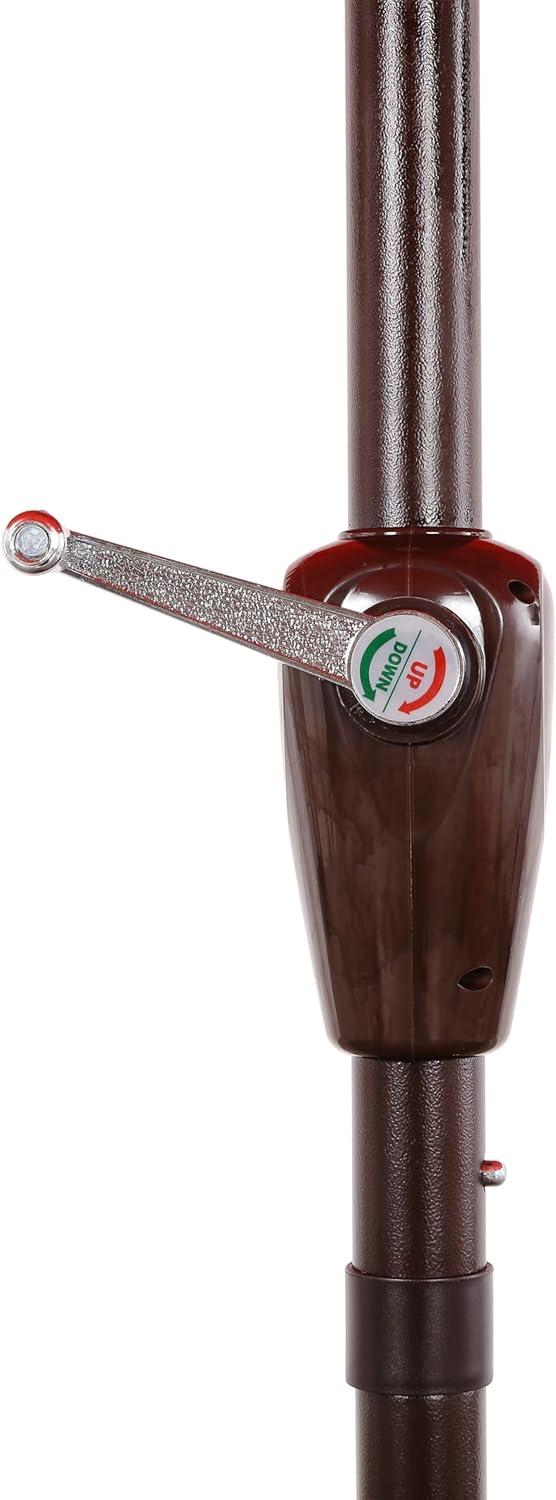 imageJONATHAN Y UMB1002F Tracy 9 ft Classic MidCentury Scalloped Fringe Market Patio Umbrella with AutoTilt Crank Wind Vent and UV Protection in Coral RedWhite White PoleCoral Red