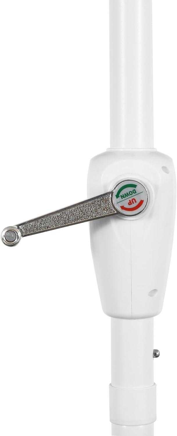 imageJONATHAN Y UMB1002F Tracy 9 ft Classic MidCentury Scalloped Fringe Market Patio Umbrella with AutoTilt Crank Wind Vent and UV Protection in Coral RedWhite White PoleWhite