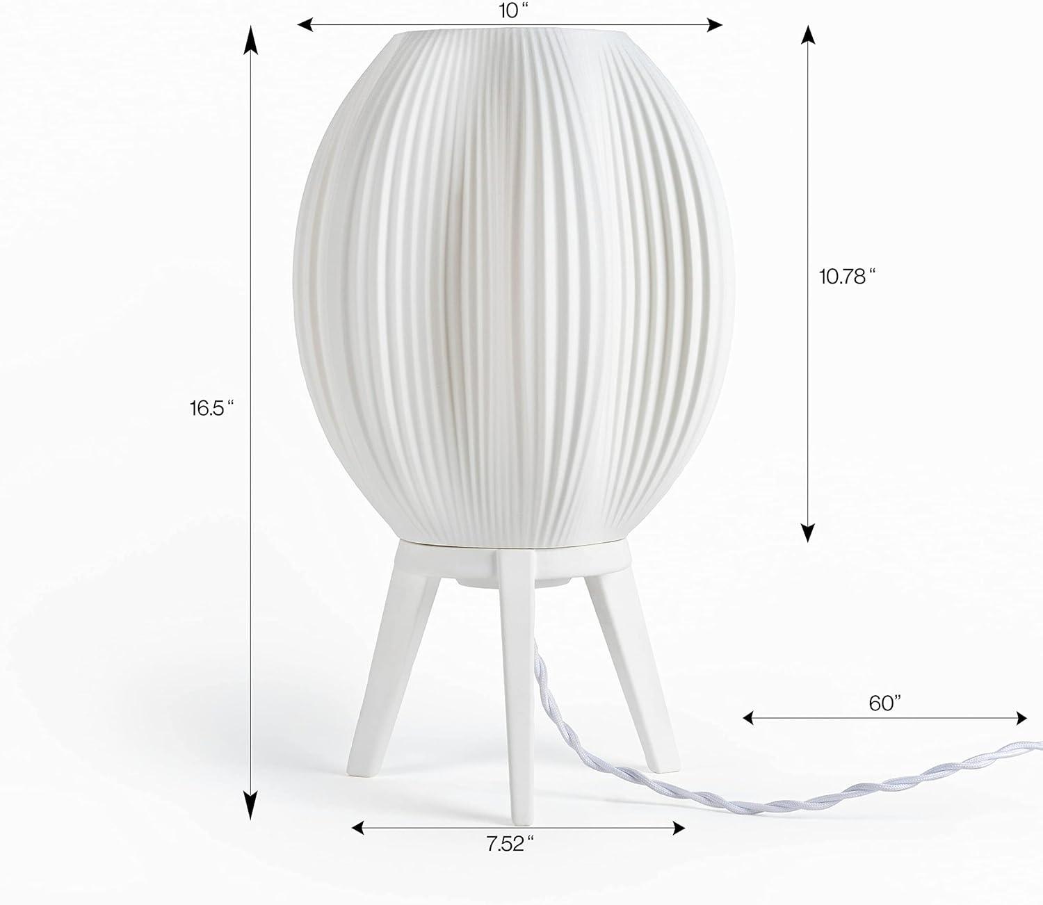 imageJONATHAN Y USA1000B 3D Printed Dimmable LED Table Lamp Wavy 165quot Modern Contemporary PlantBased PLA for Living Room Dorm Home Office LED Bulb Included WhiteWhite