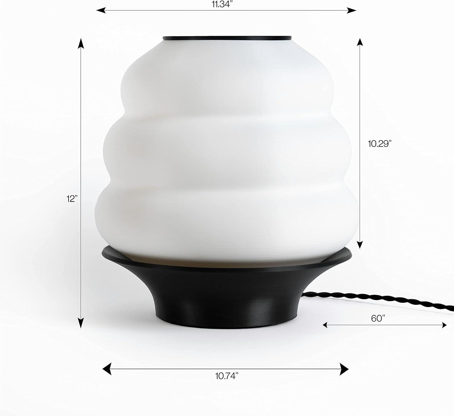 imageJONATHAN Y USA1001B 3D Printed Dimmable LED Table Lamp Honey Pot 12quot Minimalist Classic PlantBased PLA for Living Room Dorm Home Office LED Bulb Included WhiteBlackWhiteBlack