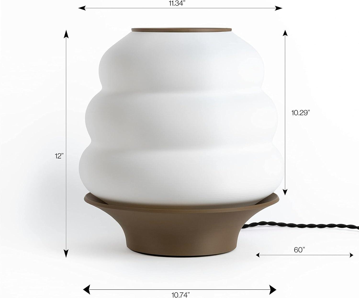 imageJONATHAN Y USA1001B 3D Printed Dimmable LED Table Lamp Honey Pot 12quot Minimalist Classic PlantBased PLA for Living Room Dorm Home Office LED Bulb Included WhiteBlackWhiteBrown