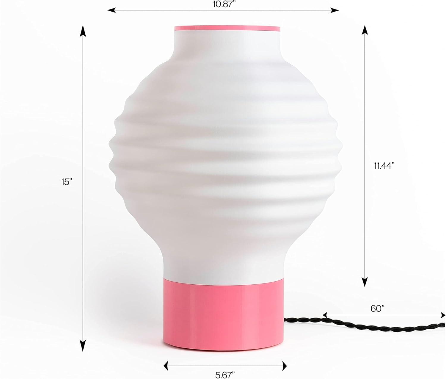 imageJONATHAN Y USA1003B 3D Printed Dimmable LED Table Lamp Asian Lantern 15quot Vintage Traditional PlantBased PLA for Living Room Dorm Home Office LED Bulb Included WhiteBlueWhiteHot Pink