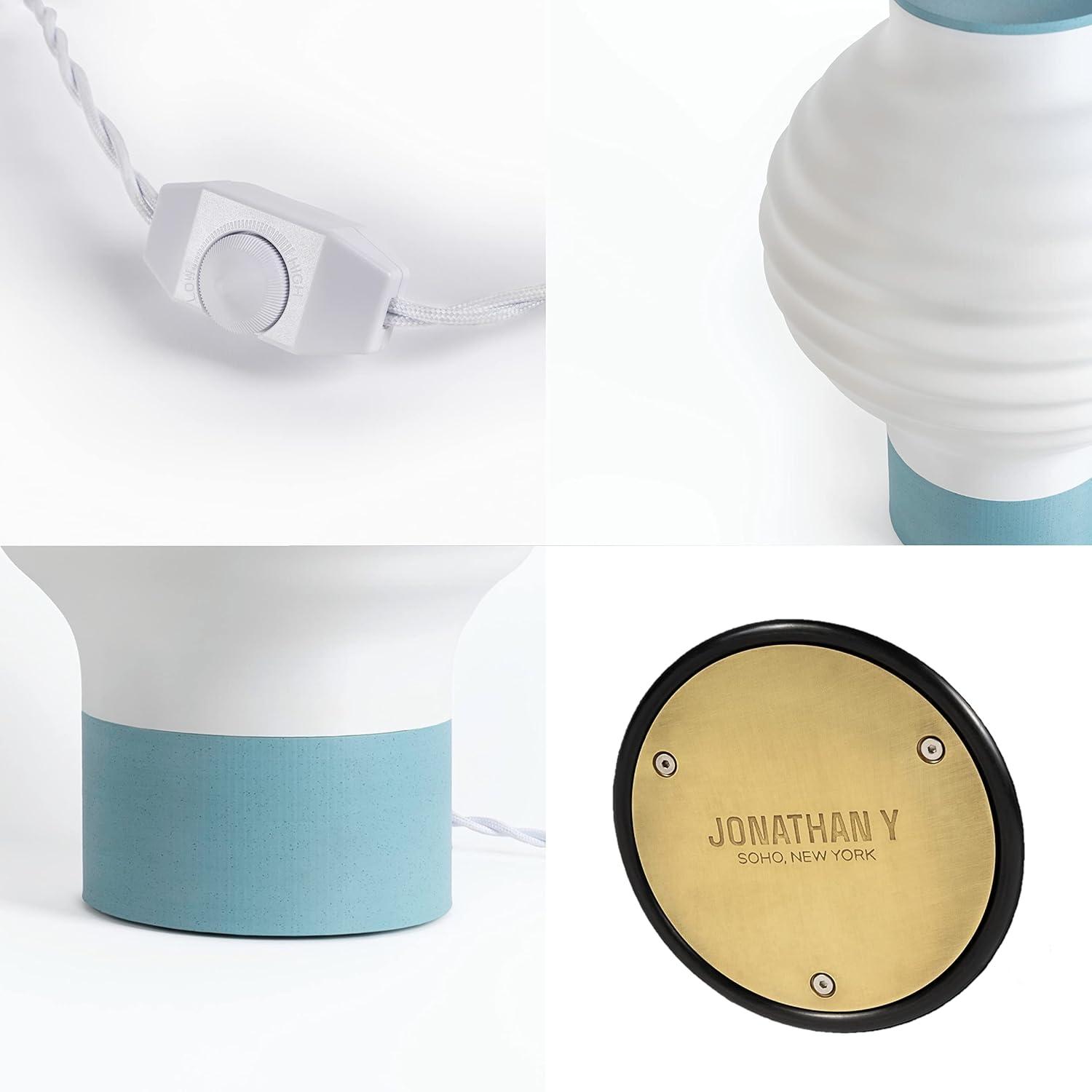 imageJONATHAN Y USA1003B 3D Printed Dimmable LED Table Lamp Asian Lantern 15quot Vintage Traditional PlantBased PLA for Living Room Dorm Home Office LED Bulb Included WhiteBlueWhiteBlue