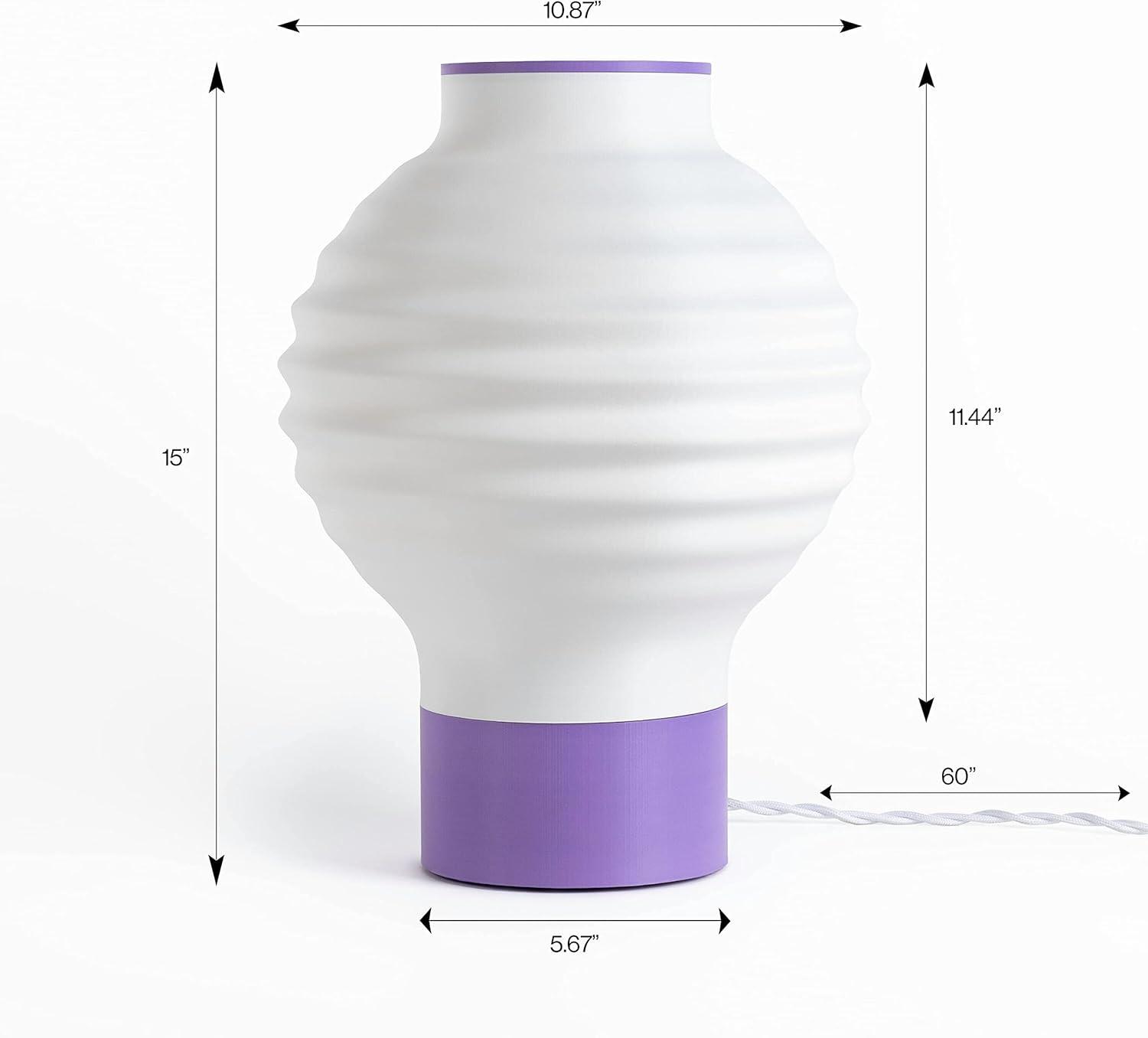 imageJONATHAN Y USA1003B 3D Printed Dimmable LED Table Lamp Asian Lantern 15quot Vintage Traditional PlantBased PLA for Living Room Dorm Home Office LED Bulb Included WhiteBlueWhitePurple
