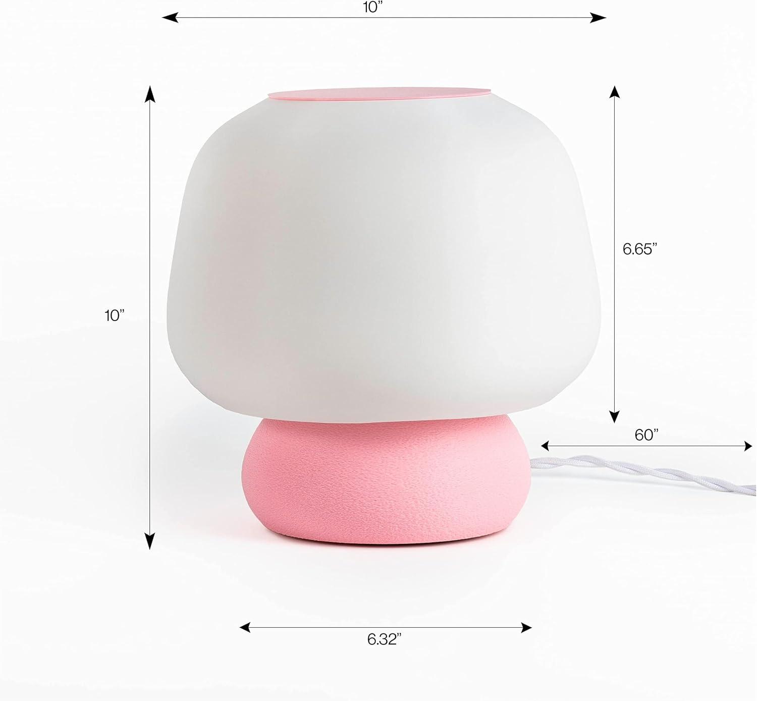 imageJONATHAN Y USA1004B 3D Printed Dimmable LED Table Lamp Mushroom 10quot Modern Classic PlantBased PLA for Living Room Dorm Home Office LED Bulb Included BlueWhiteLightWhiteLight Pink