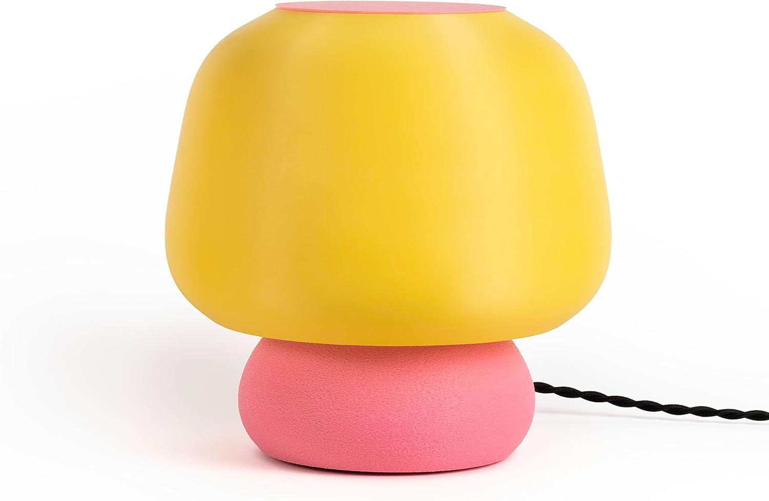 imageJONATHAN Y USA1004B 3D Printed Dimmable LED Table Lamp Mushroom 10quot Modern Classic PlantBased PLA for Living Room Dorm Home Office LED Bulb Included BlueWhiteLightYellowHot Pink