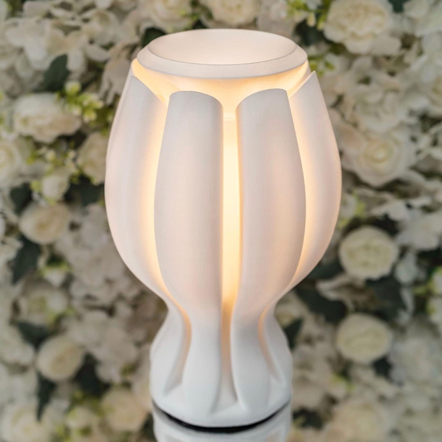imageJONATHAN Y USA1005B 3D Printed Dimmable LED Table Lamp Flower 13quot Tropical Coastal PlantBased PLA for Living Room Dorm Home Office LED Bulb Included WhiteWhite