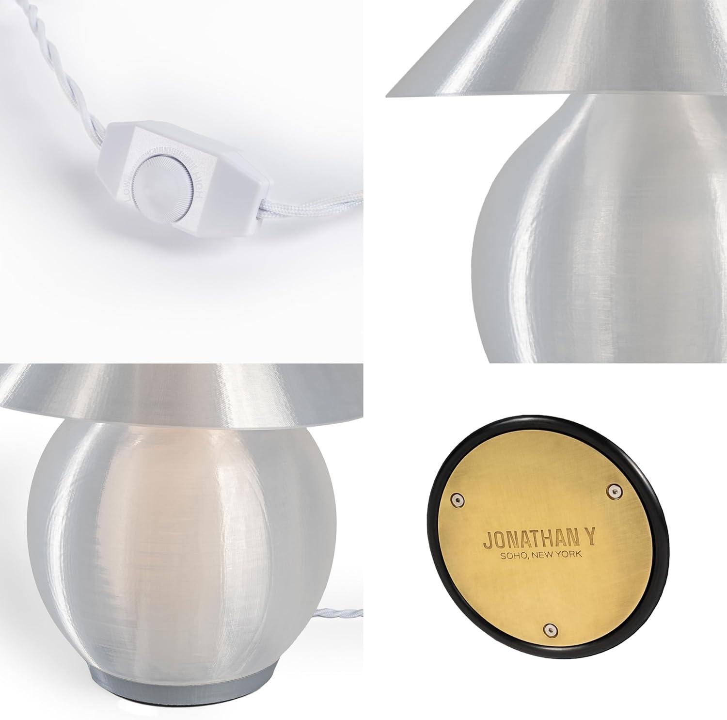 imageJONATHAN Y USA1008A Opal 13quot Modern Contemporary PlantBased PLA 3D Printed Dimmable LED Table Lamp Light SmokeGray for Living Room Office BedroomLight SmokeGray