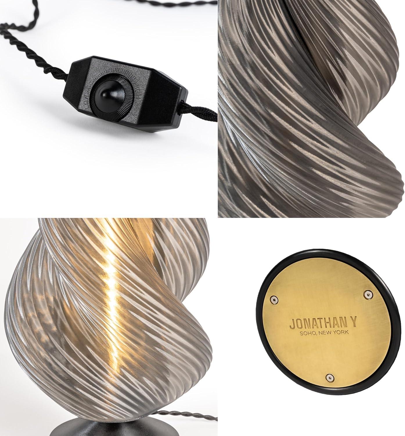 imageJONATHAN Y USA1009A Gema 135quot MidCentury Coastal PlantBased PLA 3D Printed Dimmable LED Table Lamp Clear RedBlack for Living Room Dining Room BedroomDark SmokeBlack